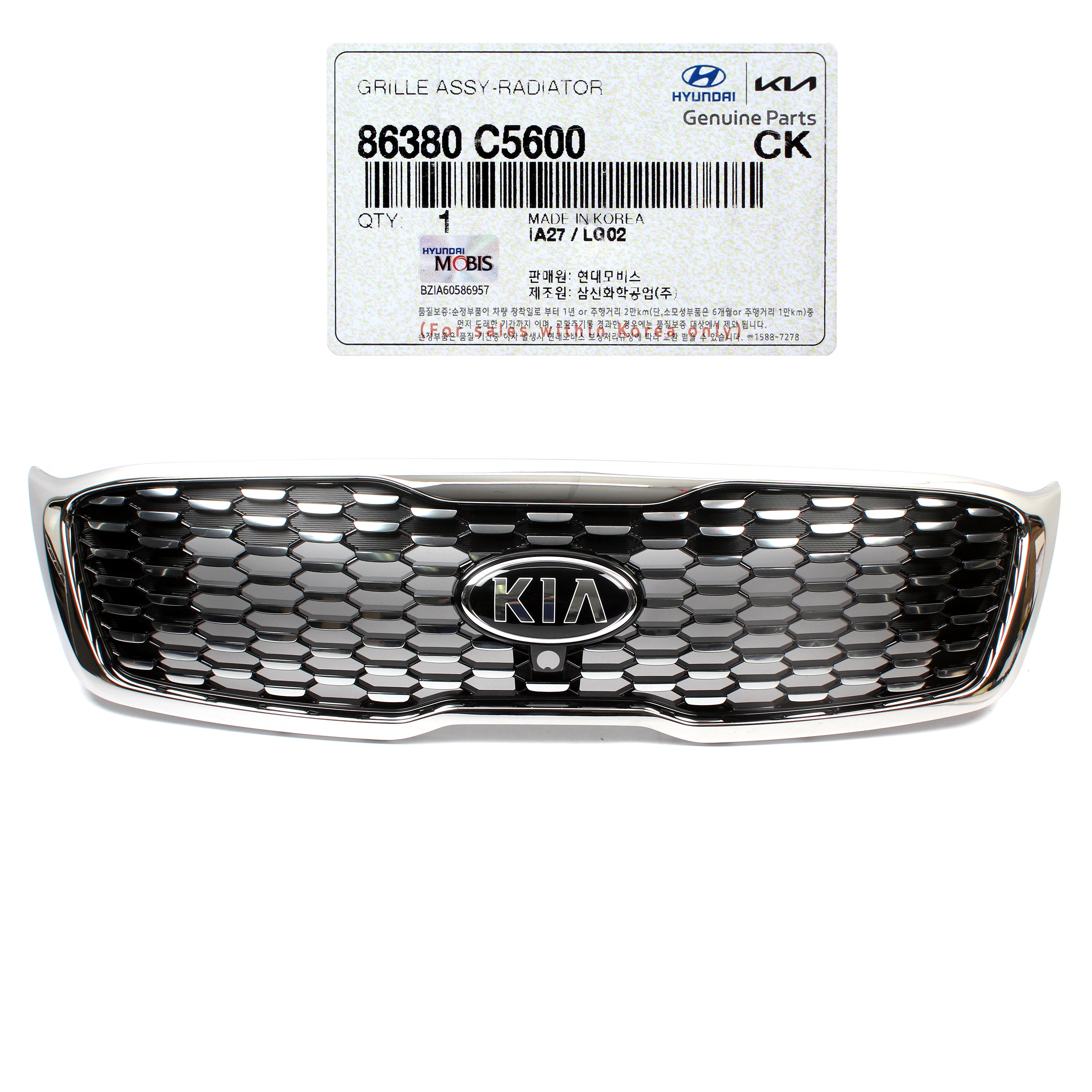 86350 R5600 GENUINE Radiator Grille w/ Camera Hole for 2019, 2020 Kia Sorento 8638 ...