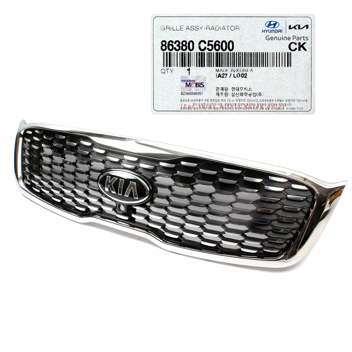 GENUINE Radiator Grille w/ Camera Hole for 2019, 2020 Kia Sorento 86380C5600