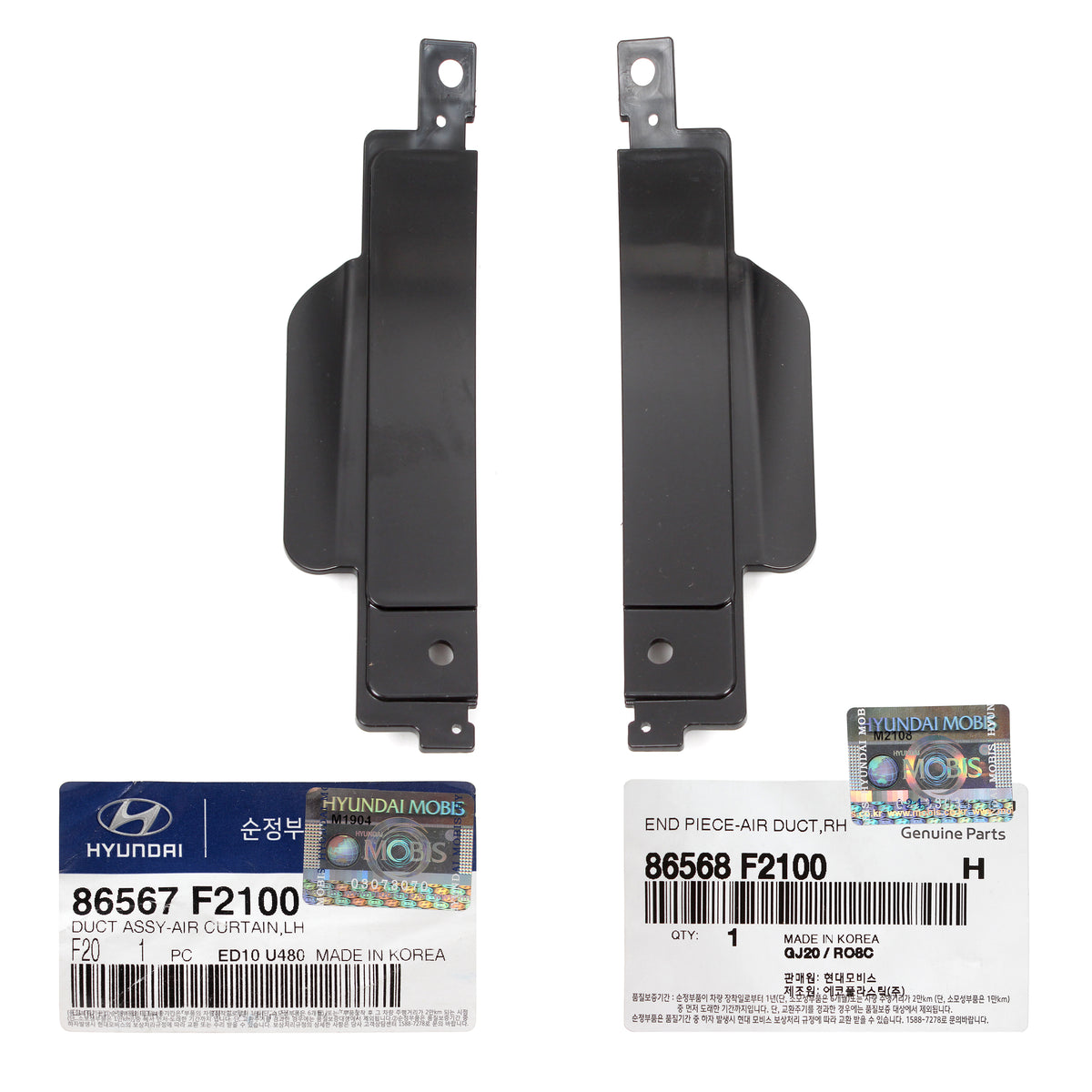 OEM Front Bumper Air Curtain Ducts LH RH for 17-18 Hyundai Elantra 86568F2100