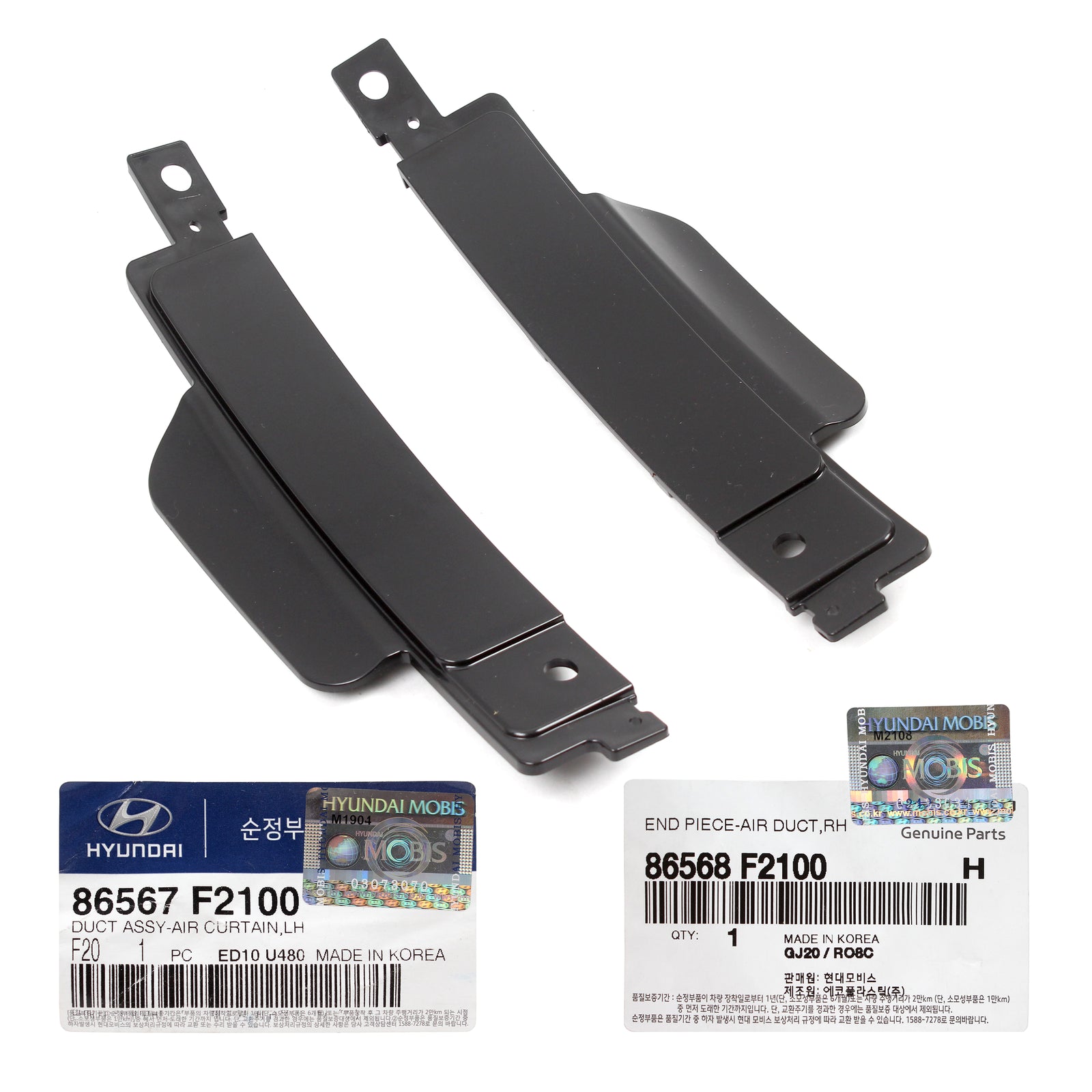 OEM Front Bumper Air Curtain Ducts LH RH for 17-18 Hyundai Elantra 86568F2100