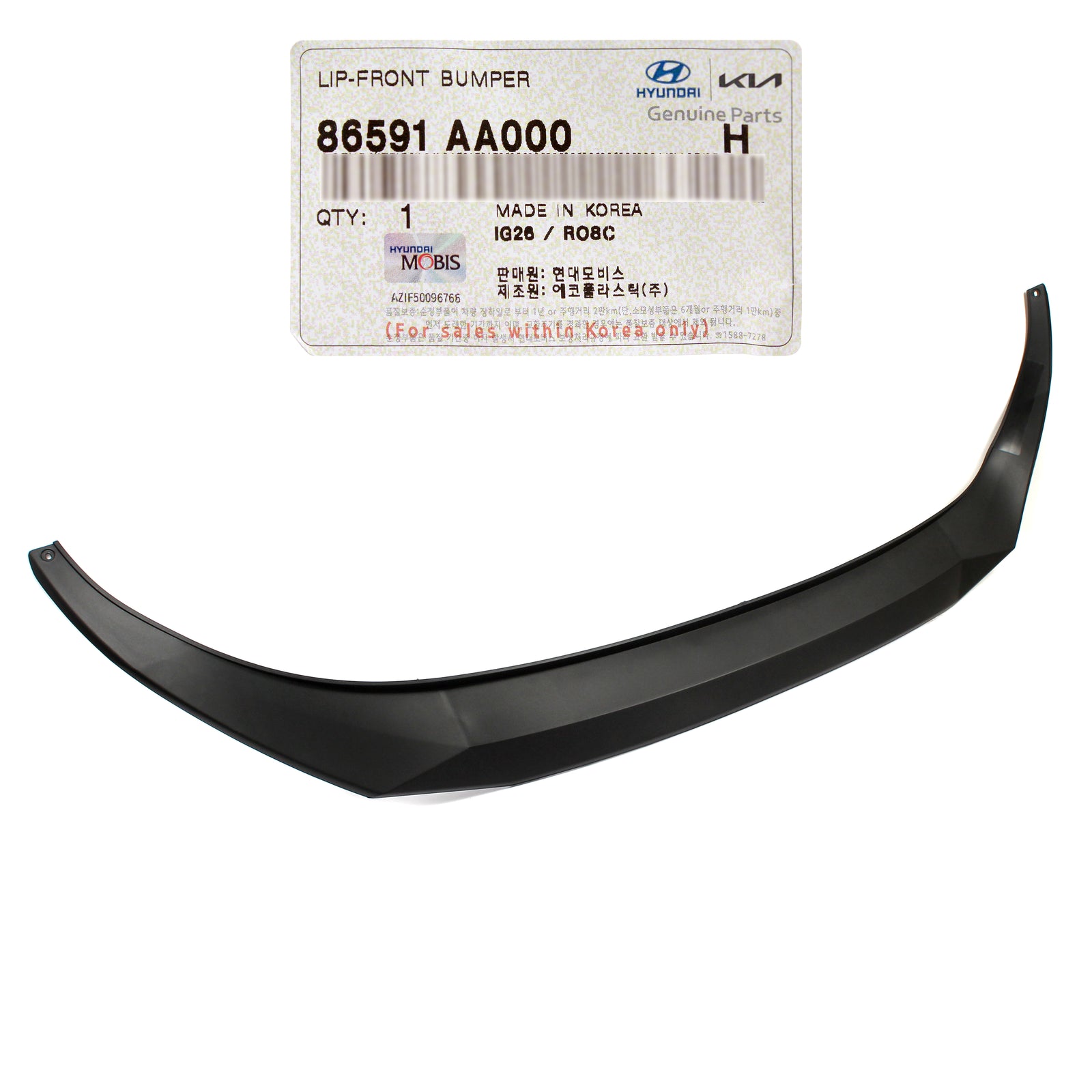 GENUINE Front Bumper Lower Lip Deflector for 21-23 Hyundai Elantra 86591AA000