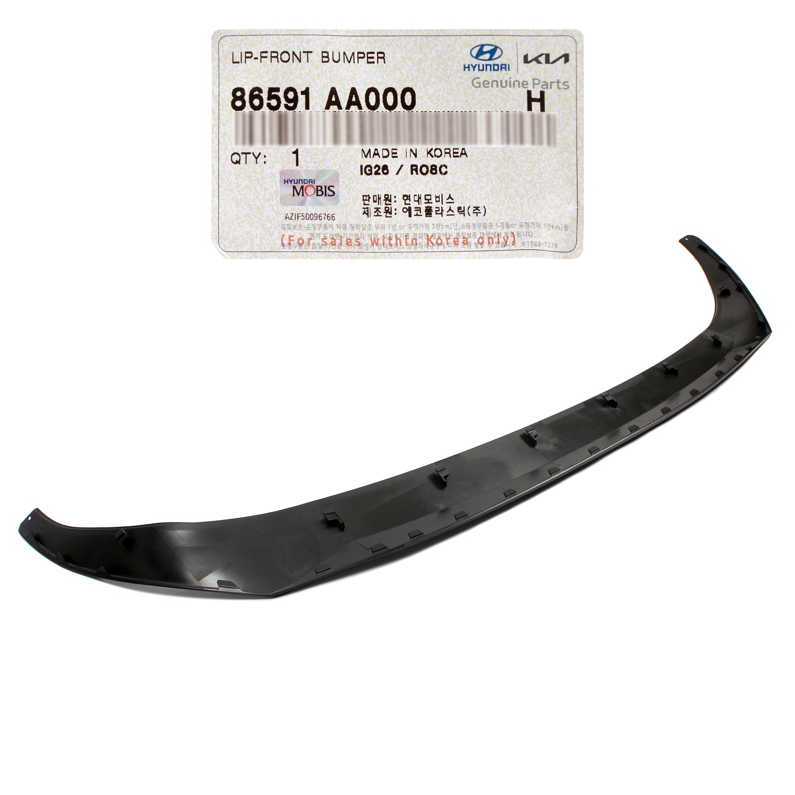 GENUINE Front Bumper Lower Lip Deflector for 21-23 Hyundai Elantra 86591AA000