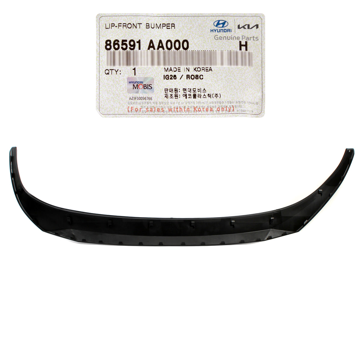 GENUINE Front Bumper Lower Lip Deflector for 21-23 Hyundai Elantra 86591AA000