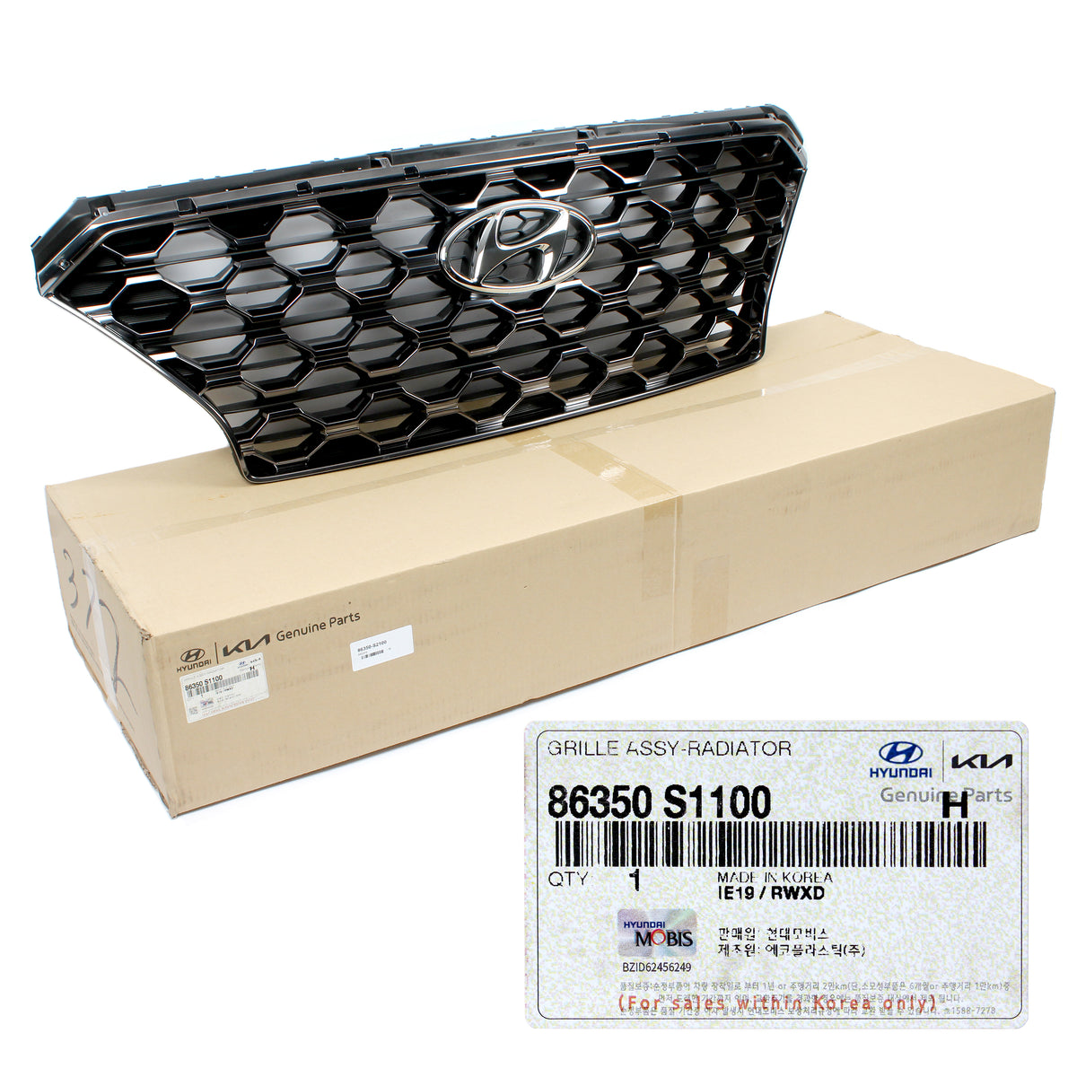 GENUINE Radiator Grille BLACK W/O Camera for 19-20 Hyundai Santa Fe 86350S1100