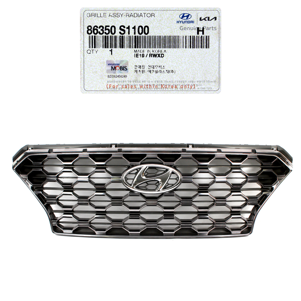 GENUINE Radiator Grille BLACK W/O Camera for 19-20 Hyundai Santa Fe 86350S1100