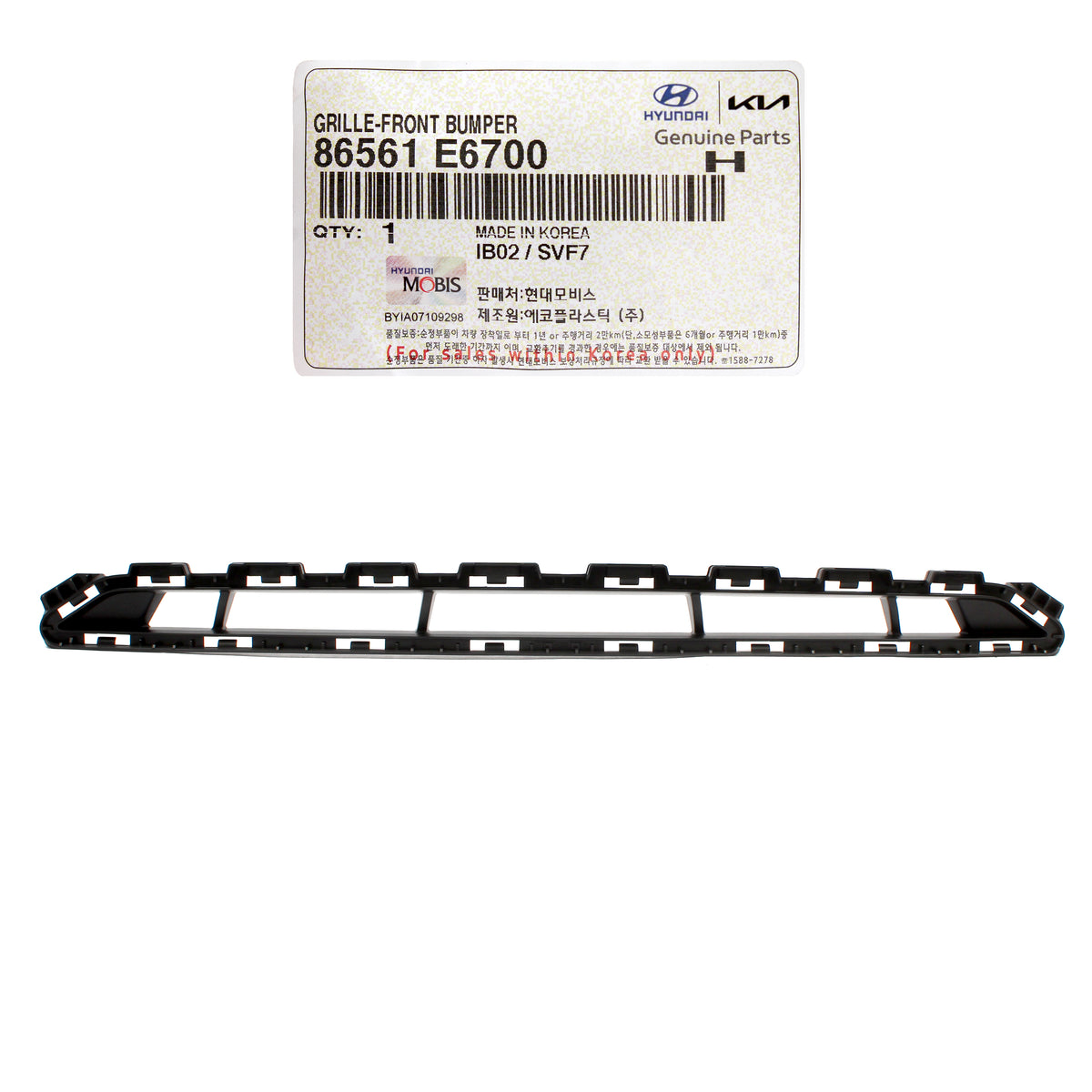 GENUINE Front Bumper Lower Grille for 2018 2019 Hyundai Sonata 86561-E6700