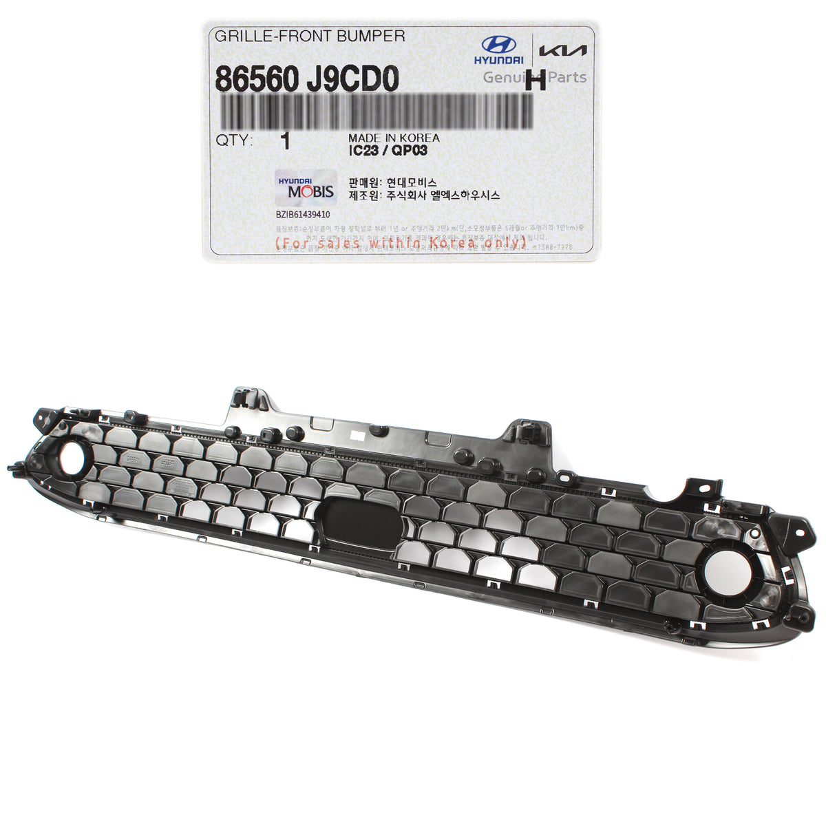 GENUINE FRONT Bumper Lower Grille W/ Fog Lamp Hole for 2022 2023 Hyundai Kona