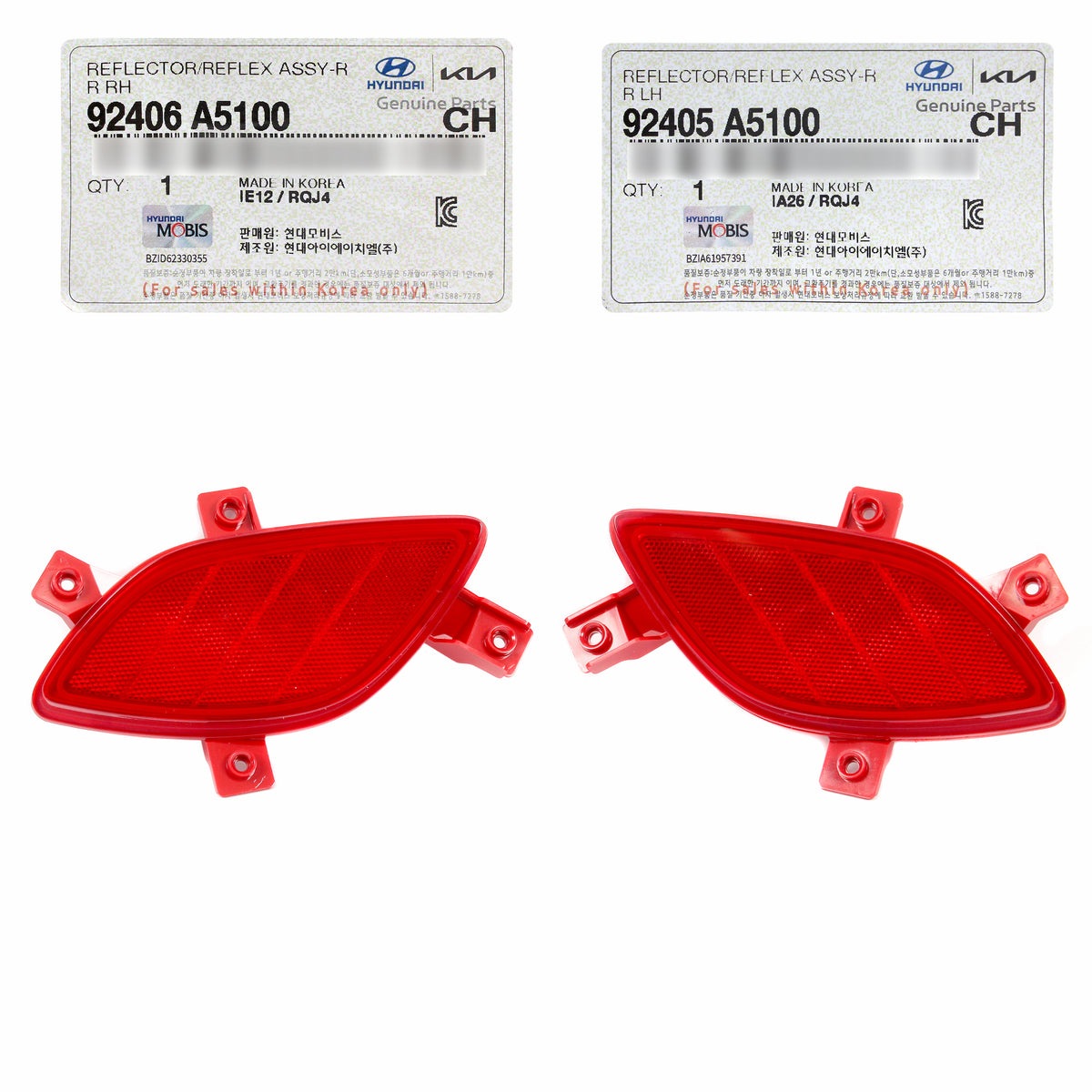 OEM REAR Bumper Reflectors LEFT RIGHT for 13-17 Hyundai Elantra GT 92406A5100