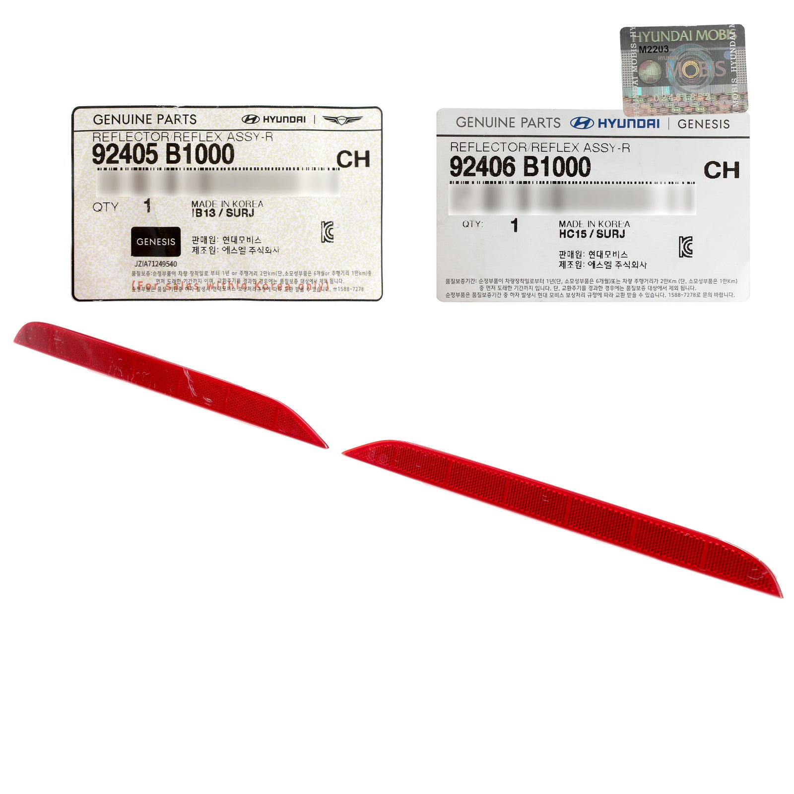 OEM Rear Bumper Reflectors LEFT & RIGHT for 2015-2020 Genesis G80 92406B1000