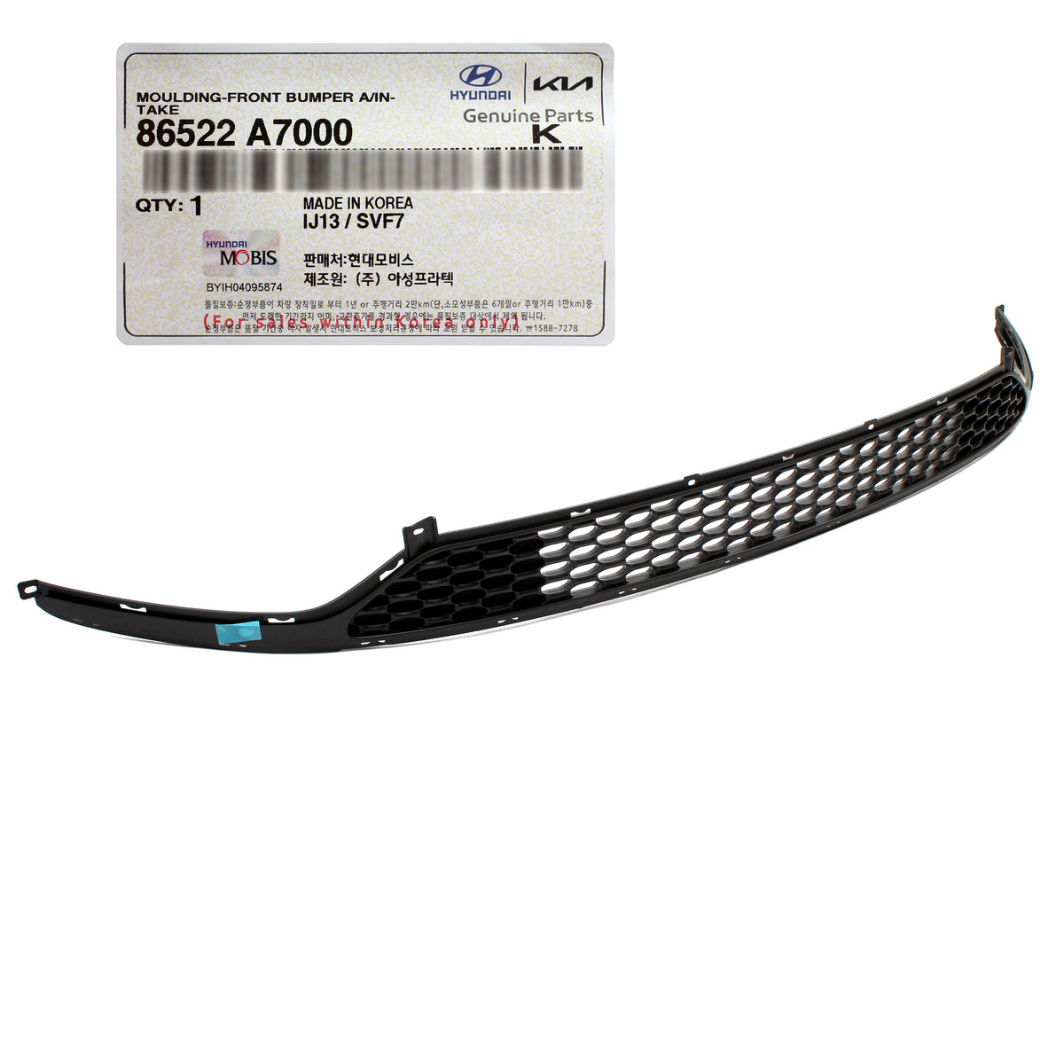 GENUINE Front Bumper Lower Grille for 2014-2016 Kia Forte Forte5 86522A7000