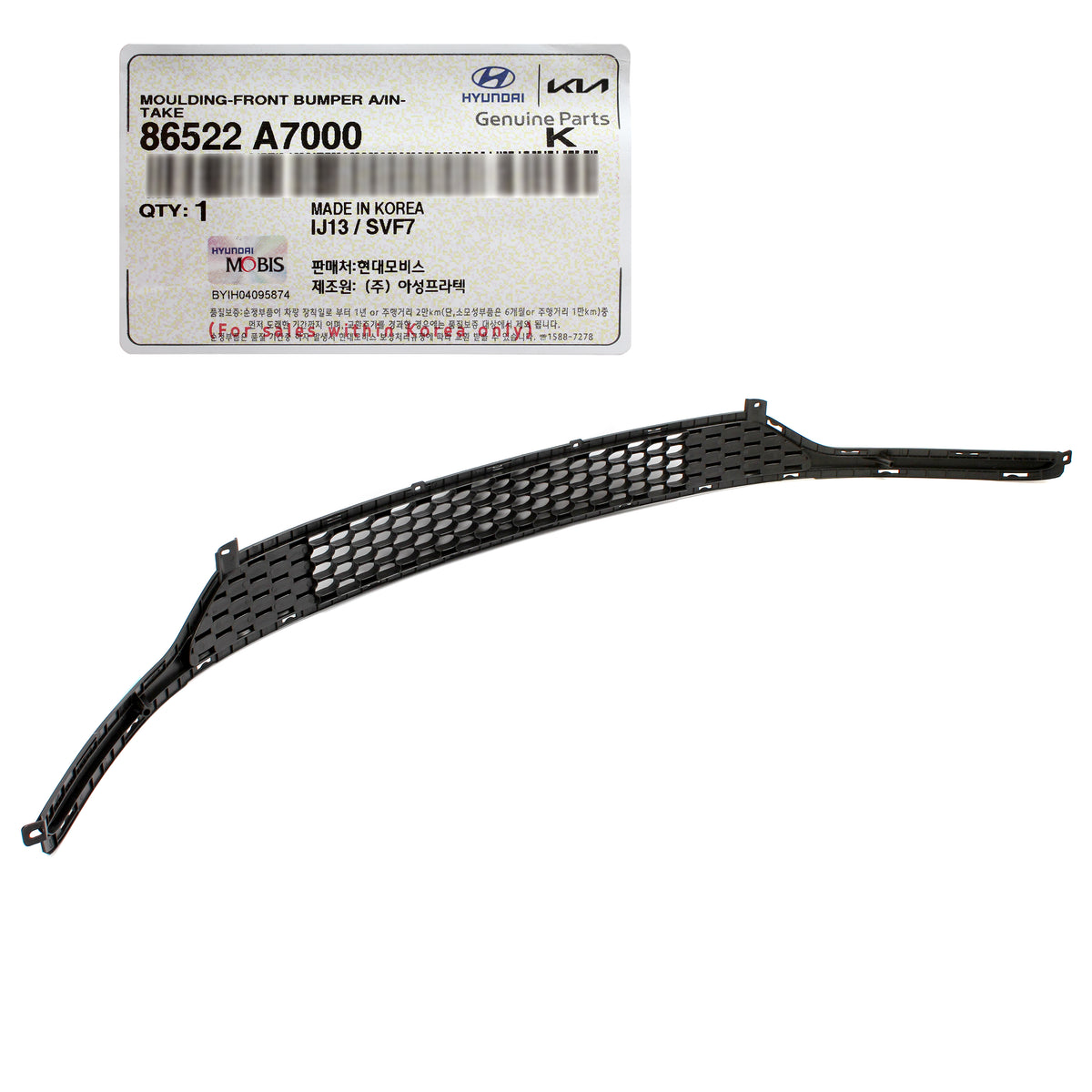 GENUINE Front Bumper Lower Grille for 2014-2016 Kia Forte Forte5 86522A7000