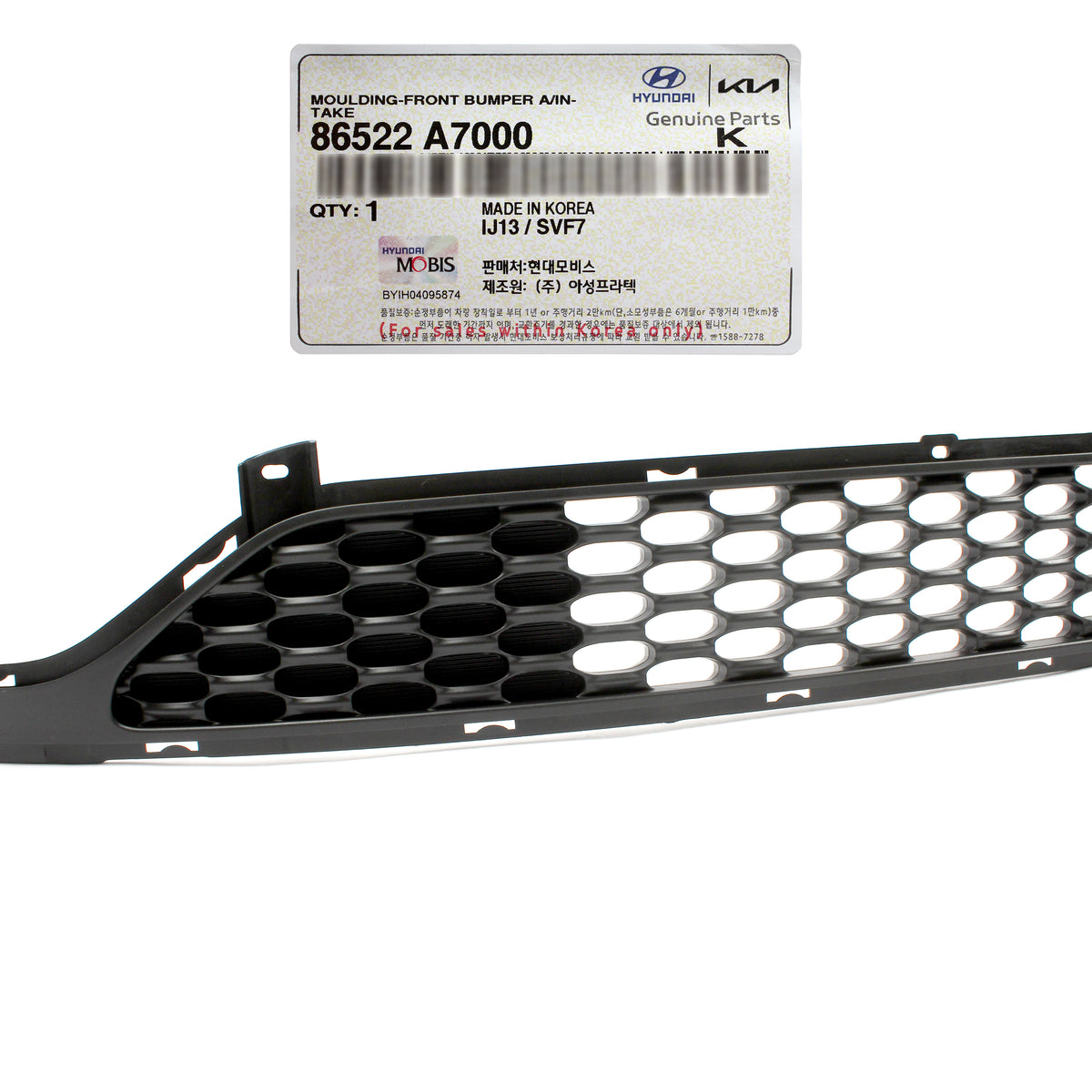 GENUINE Front Bumper Lower Grille for 2014-2016 Kia Forte Forte5 86522A7000