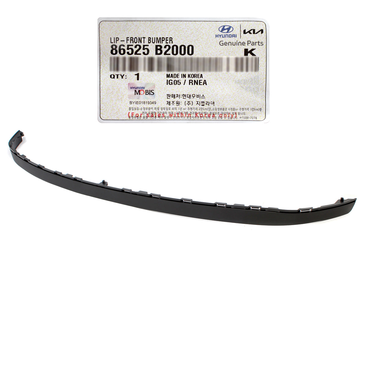 GENUINE Front Bumper Lower Lip Spoiler for 2014 2015 2016 Kia Soul 86525B2000