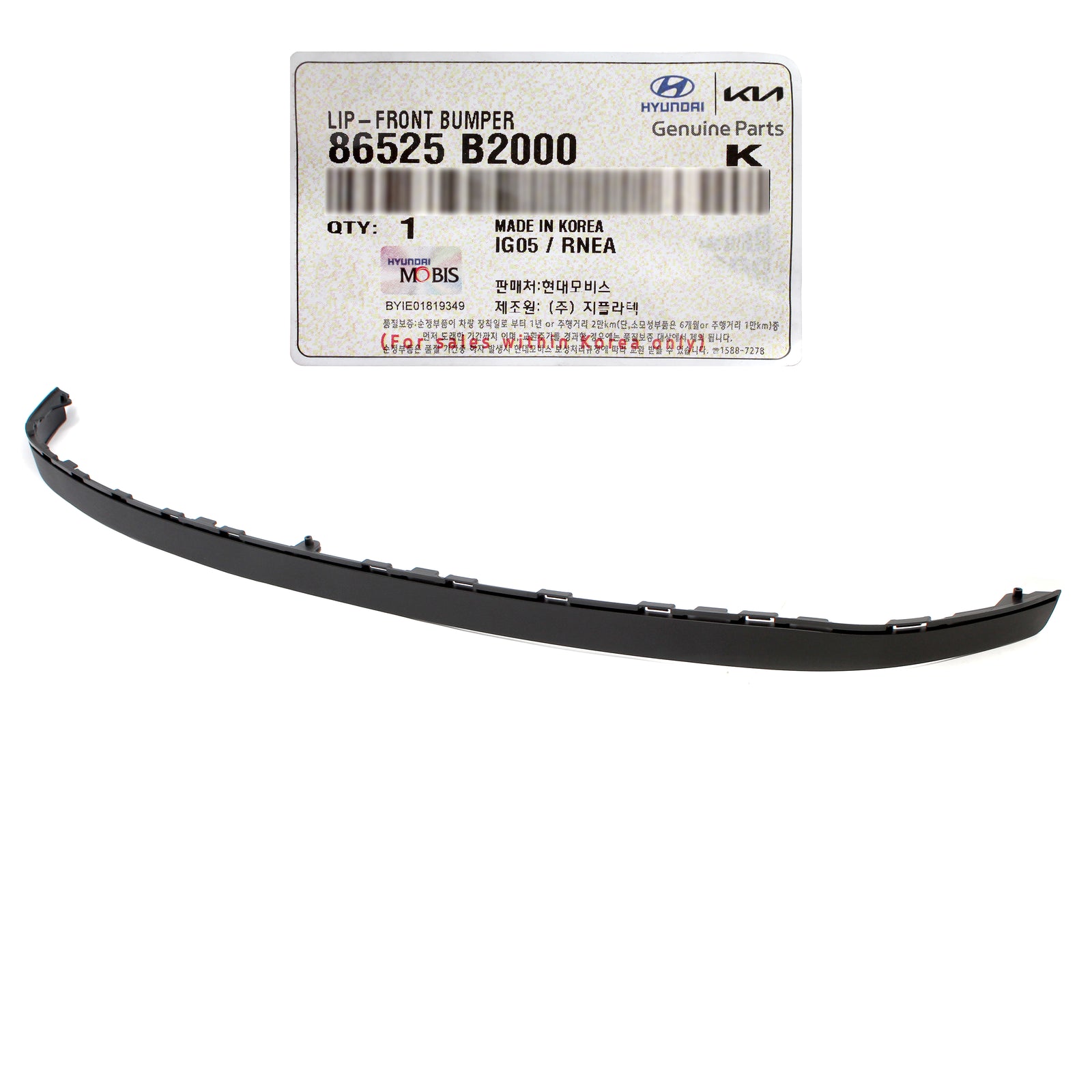 GENUINE Front Bumper Lower Lip Spoiler for 2014 2015 2016 Kia Soul 86525B2000