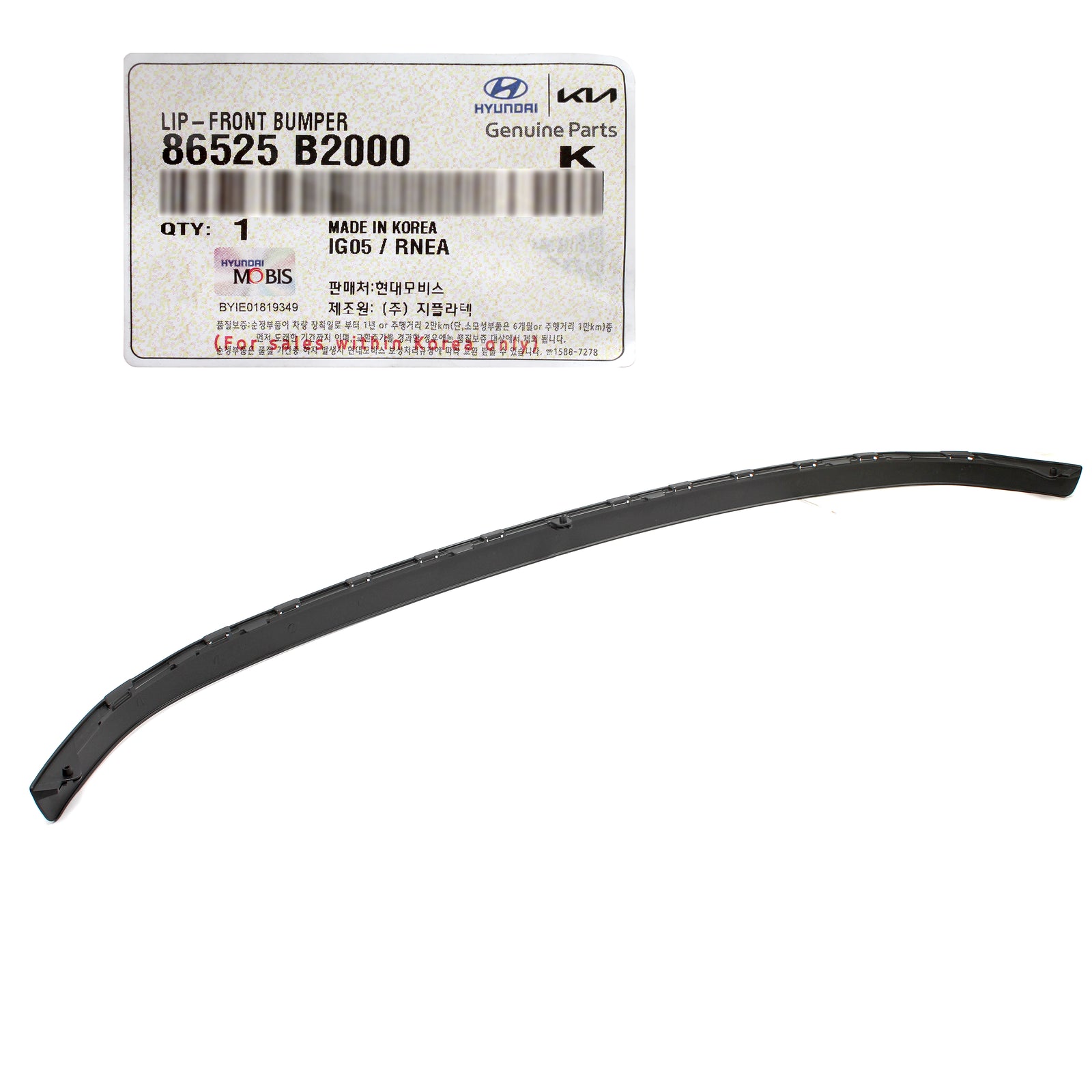 GENUINE Front Bumper Lower Lip Spoiler for 2014 2015 2016 Kia Soul 86525B2000