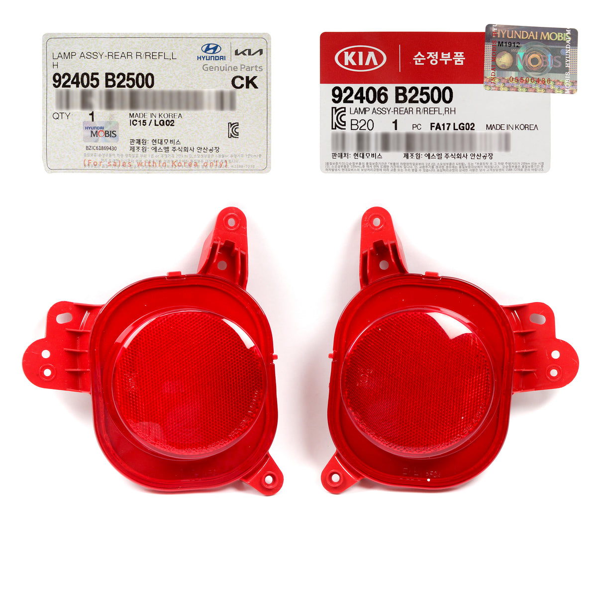 GENUINE Rear Bumper Reflectors LEFT &amp; RIGHT for 17-19 Kia Soul / EV 92406B2500