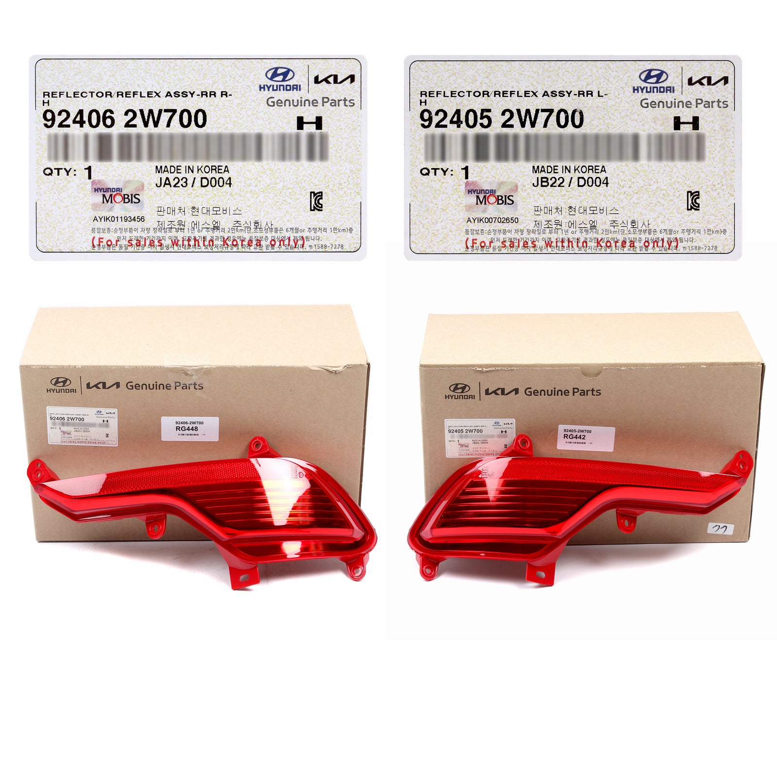 OEM REAR Bumper Reflectors LEFT & RIGHT for 2017-2018 Hyundai Santa Fe Sport