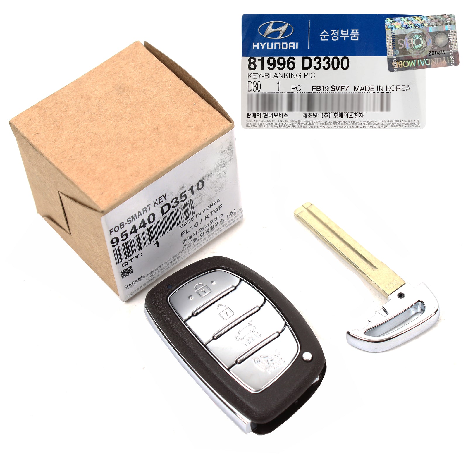 GENUINE FOB Smart Remote Control & Blanking Key for 18-20 Tucson 95440D3510