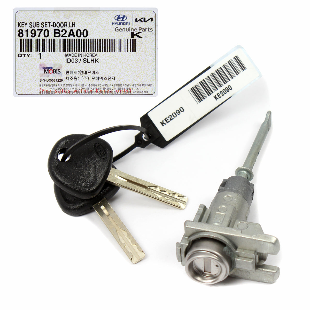 GENUINE Front Door Lock Cylinder &amp; Keys LEFT for 2014-2019 Kia Soul 81970B2A00