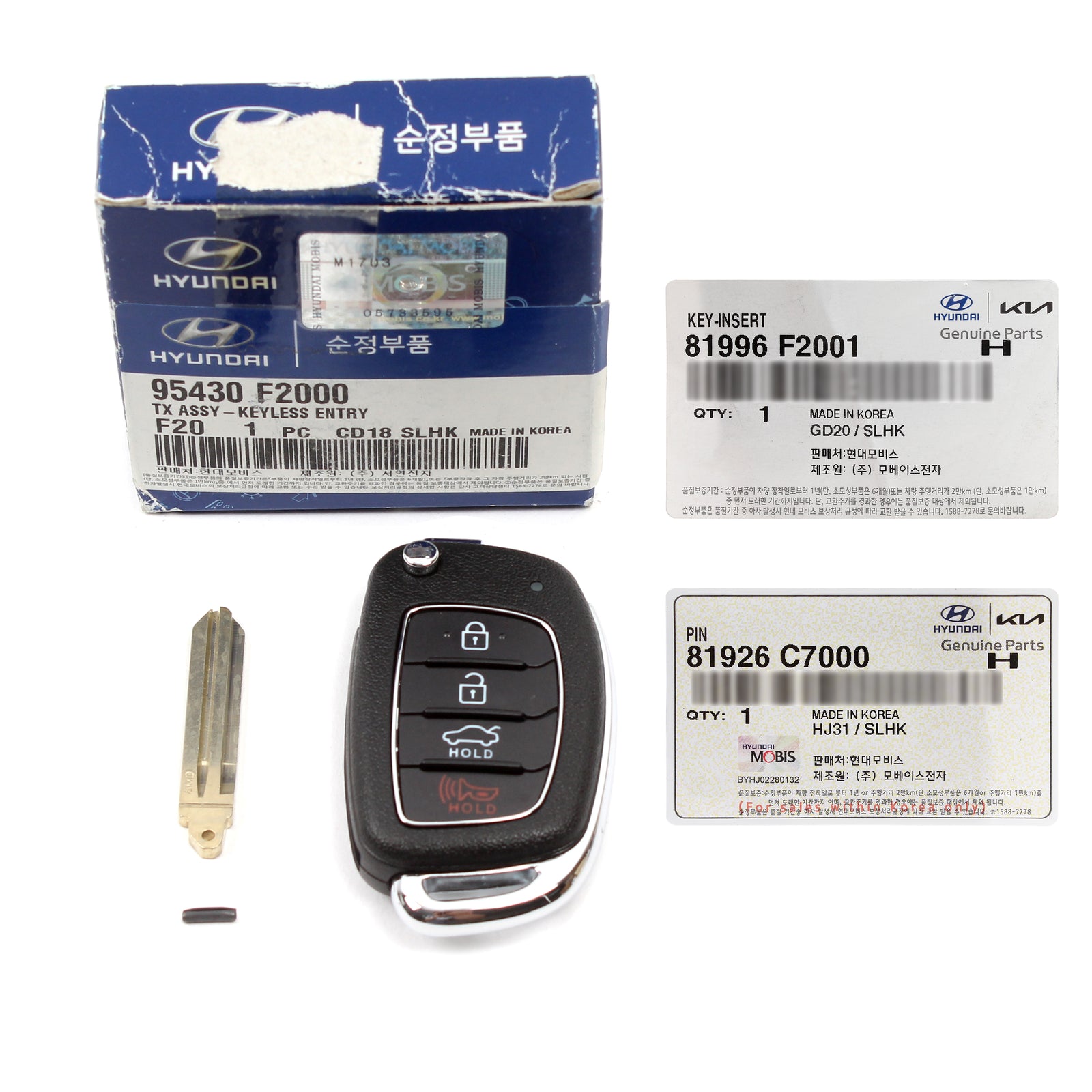 GENUINE Keyless Entry Remote & Folding Key for Hyundai Elantra 17-18 95430F2000