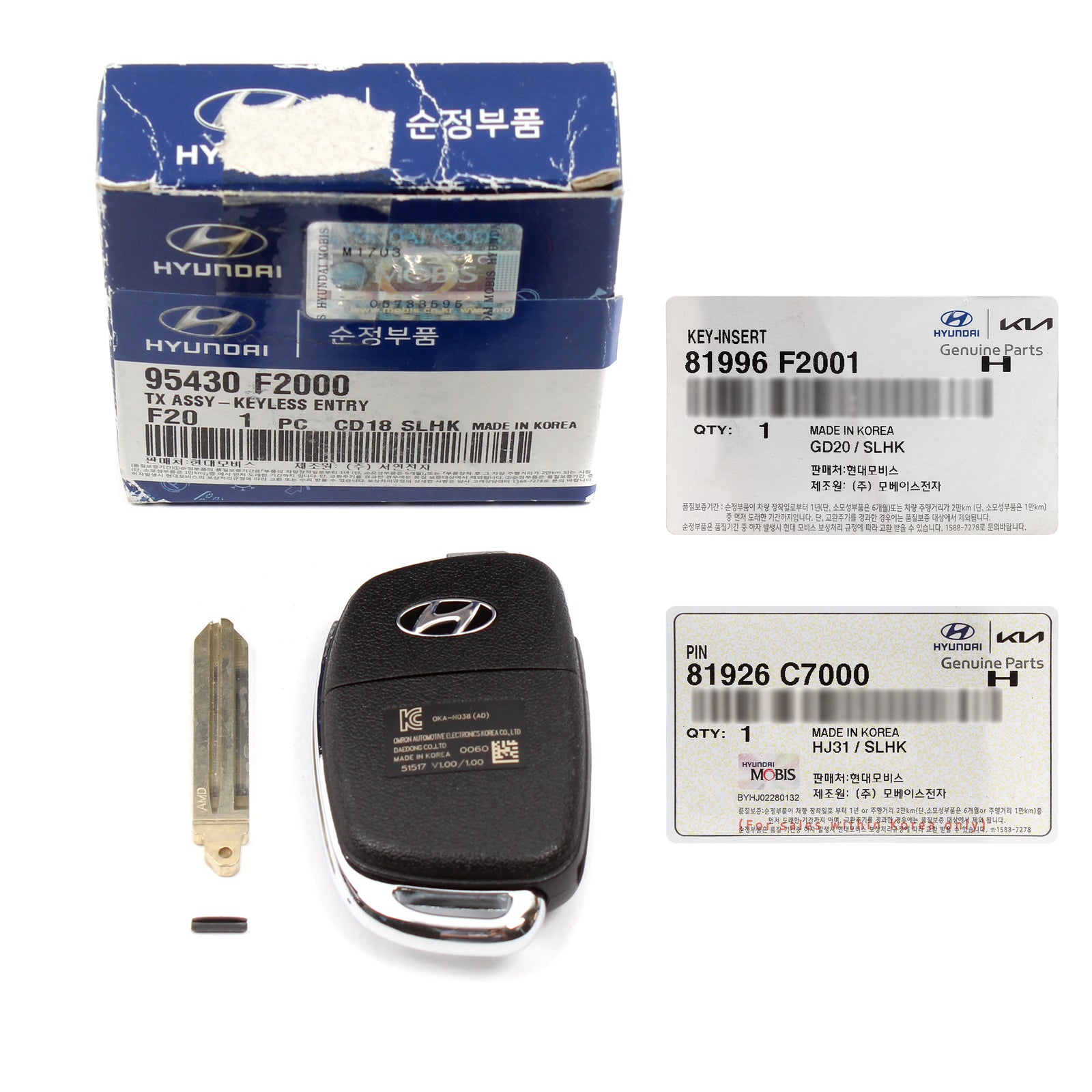 GENUINE Keyless Entry Remote & Folding Key for Hyundai Elantra 17-18 95430F2000