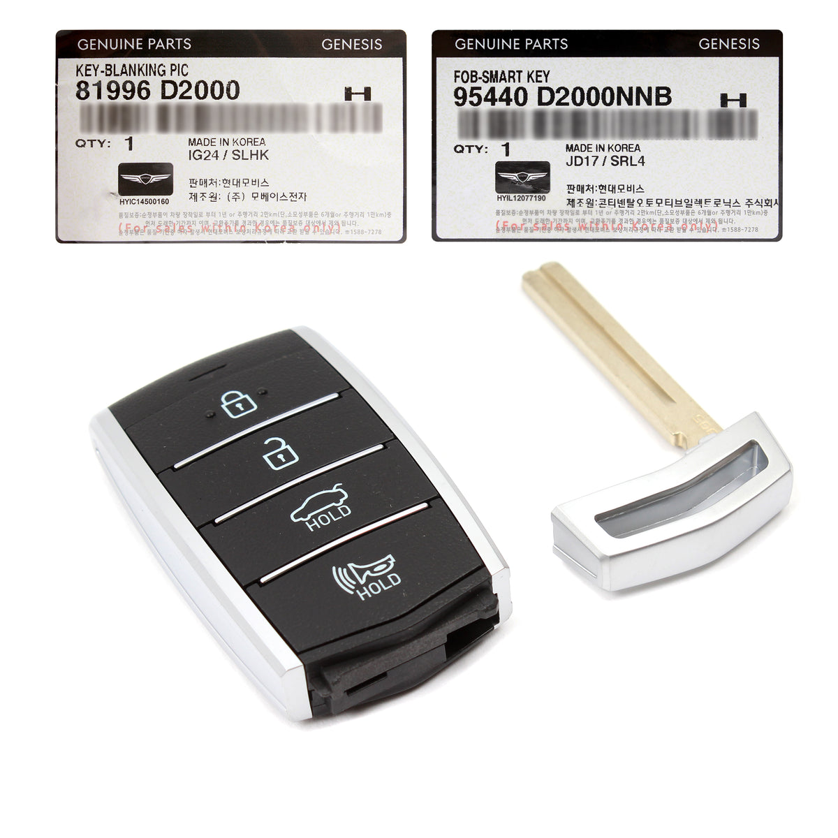 GENUINE FOB Smart Key &amp; Insert Key for 2017-2022 GENESIS G90 95440D2000NNB
