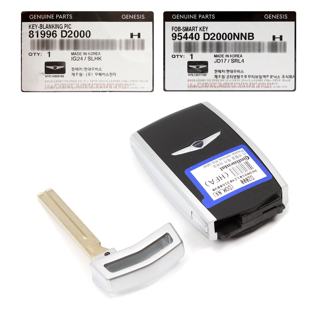 GENUINE FOB Smart Key &amp; Insert Key for 2017-2022 GENESIS G90 95440D2000NNB