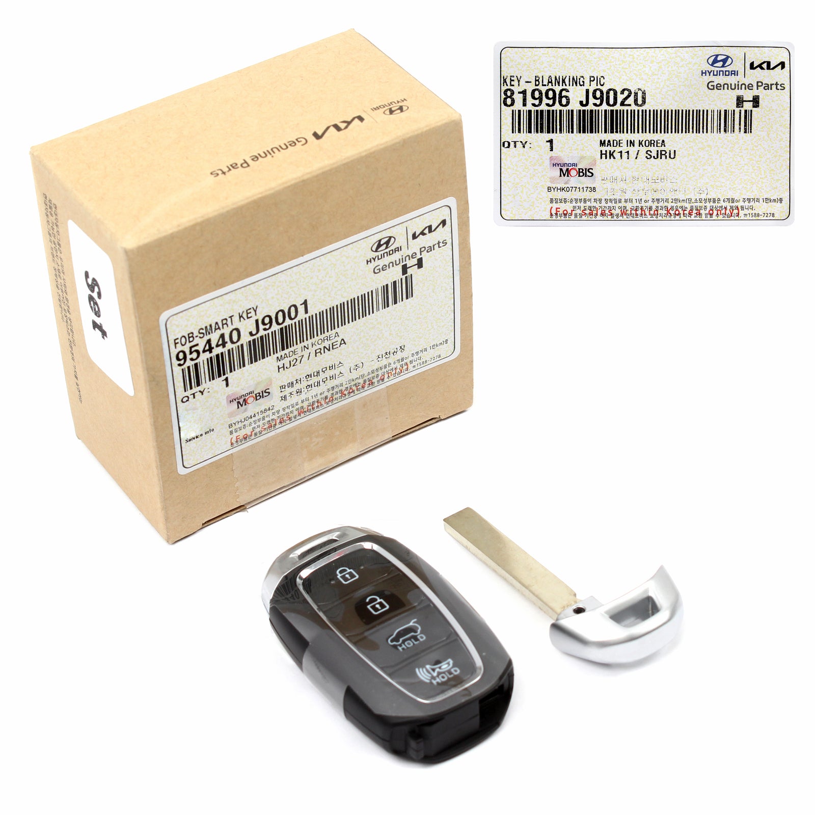 GENUINE FOB Keyless Entry Remote & Uncut Key for 20-21 Kona / EV 95440J9001