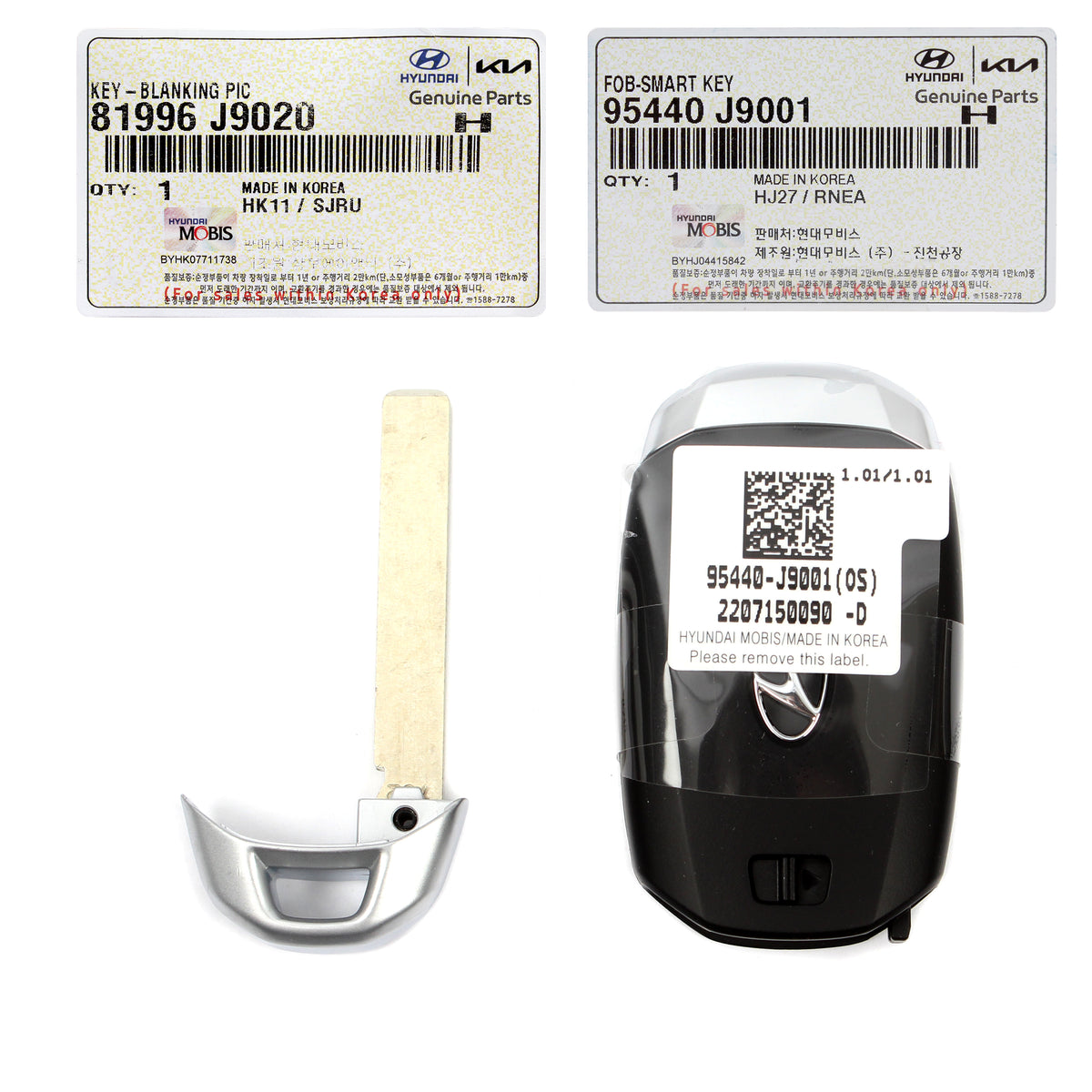 GENUINE FOB Keyless Entry Remote &amp; Uncut Key for 20-21 Kona / EV 95440J9001