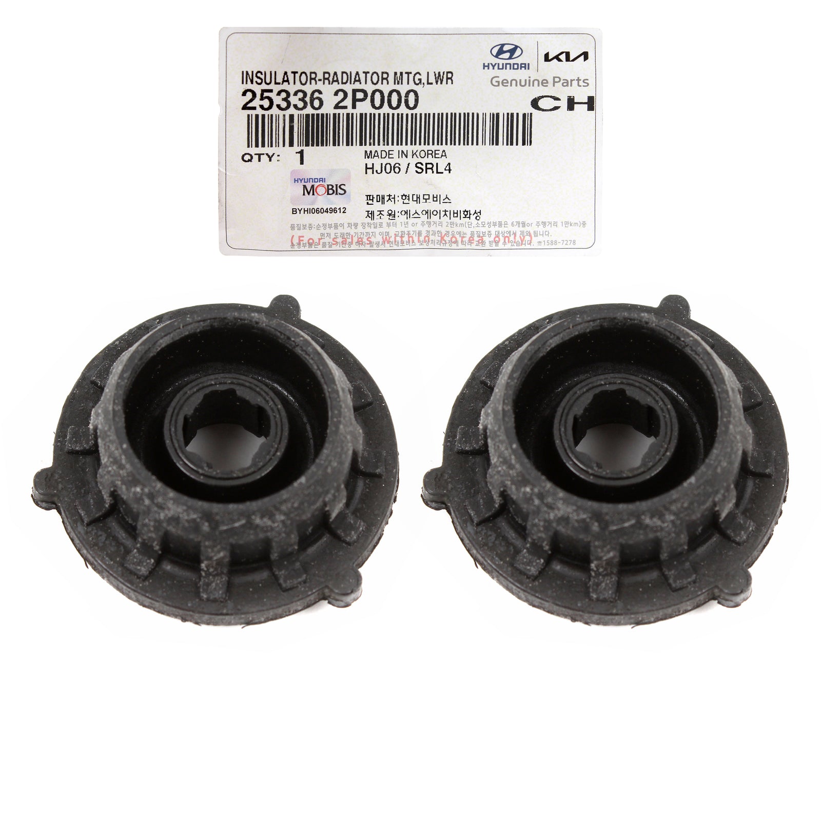 GENUINE Radiator MTG Lower Insulators LH & RH for 10-20 Hyundai Kia 253362P000