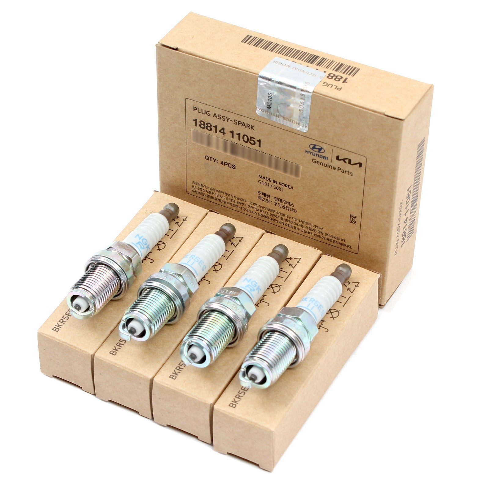 GENUINE 4 SPARK PLUGS for 93-11 ACCENT ELANTRA SCOUPE TIBURON RIO OEM 1881411051