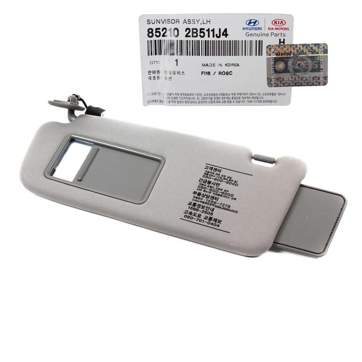 GENUINE Sun Visor Gray LEFT DRIVER for 06-09 Hyundai Santa Fe 852102B511J4