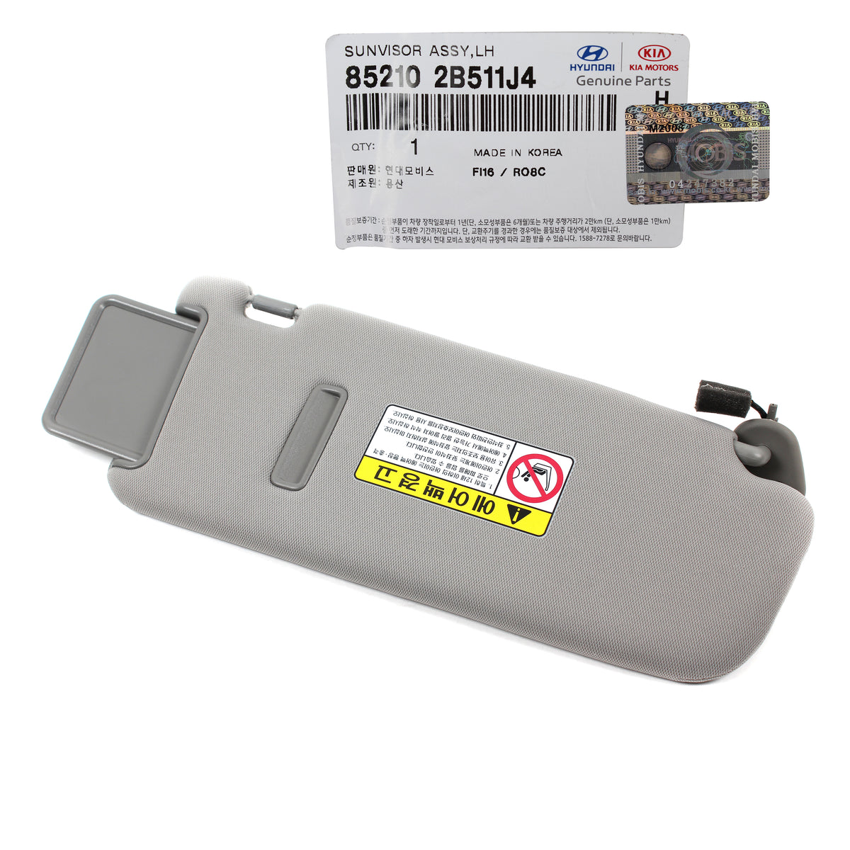 GENUINE Sun Visor Gray LEFT DRIVER for 06-09 Hyundai Santa Fe 852102B511J4