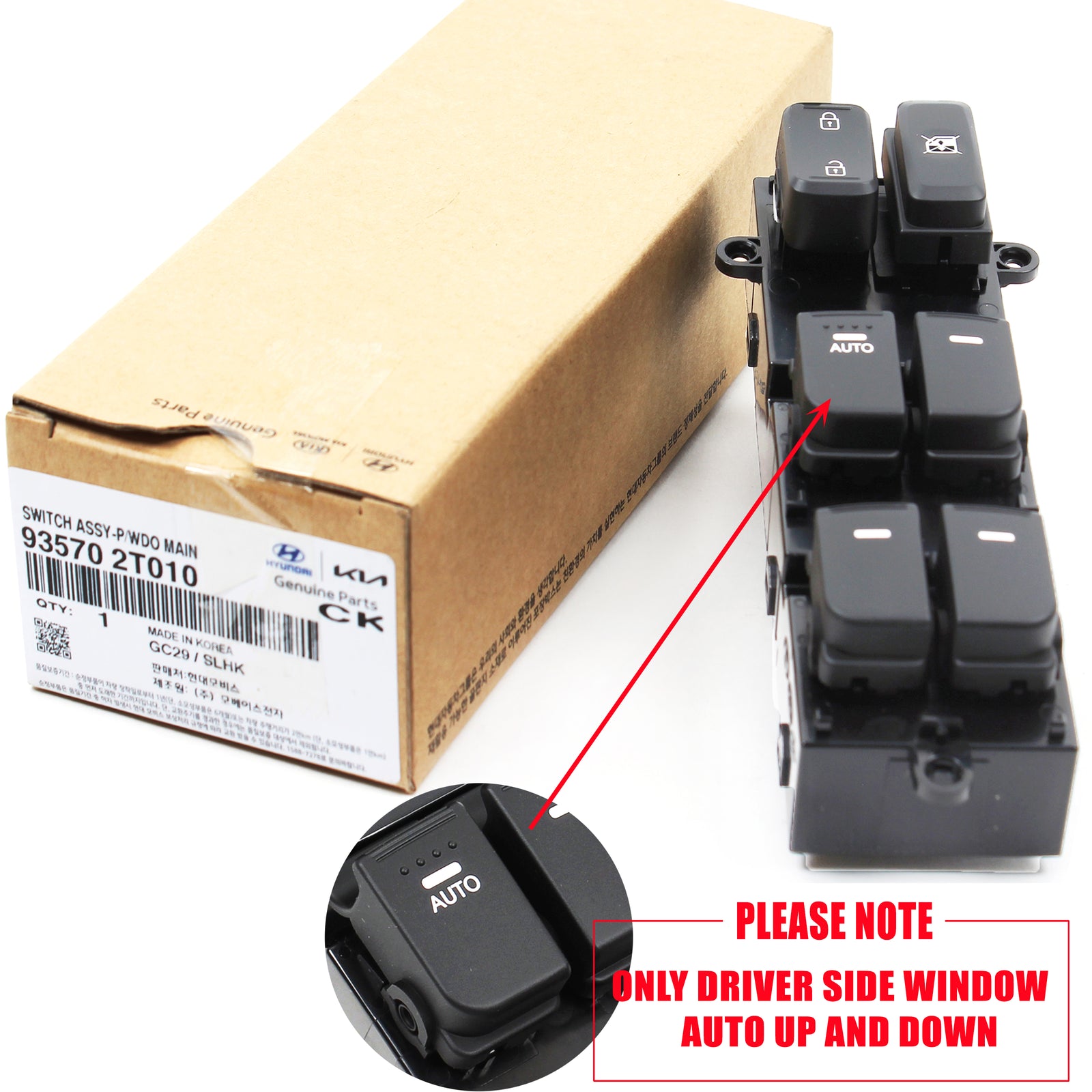 GENUINE Main Power Window Switch for 2011-2013 Kia Optima 935702T010