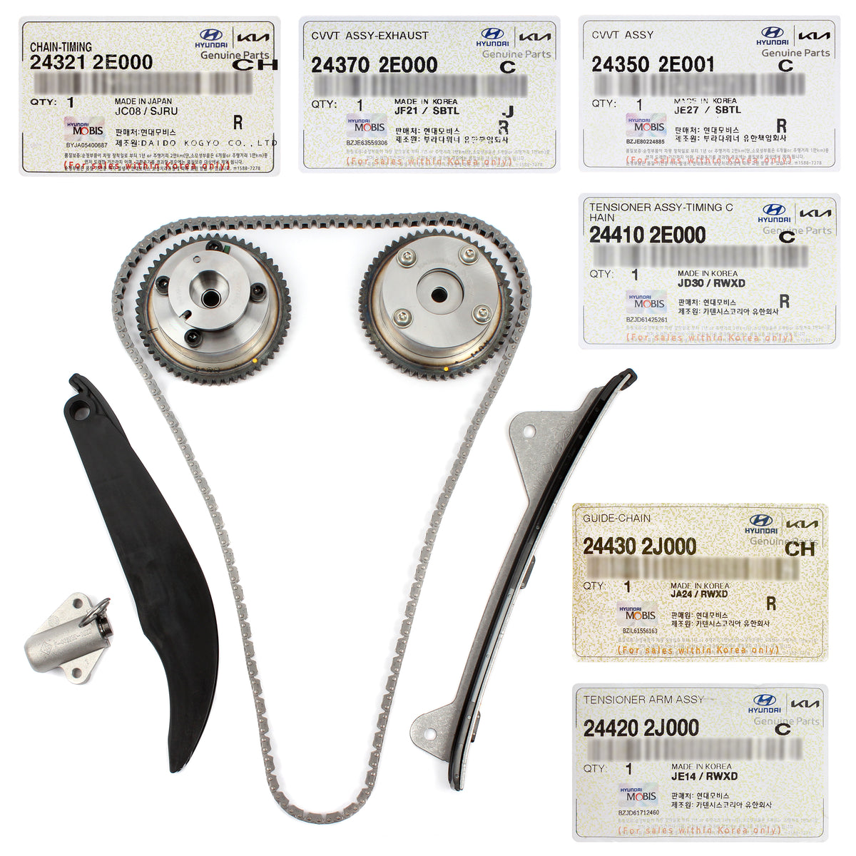 GENUINE Timing Chain Kit &amp; VVT Gears for 11-13 Elantra 1.8L 12-13 Kia Soul 2.0