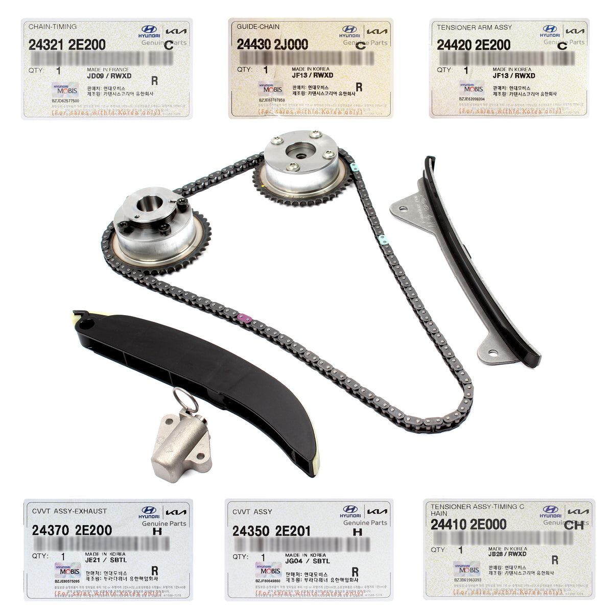 GENUINE Engine Timing Chain Kit &amp; VVT Gears for 2014-2017 Hyundai Kia 2.0L