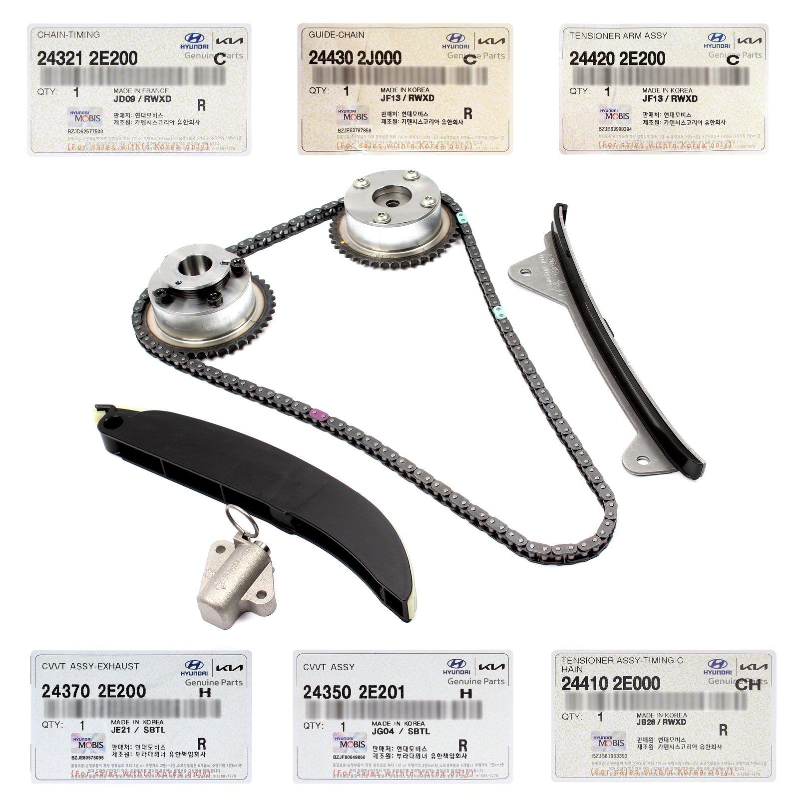 GENUINE Engine Timing Chain Kit & VVT Gears for 2014-2017 Hyundai Kia 2.0L