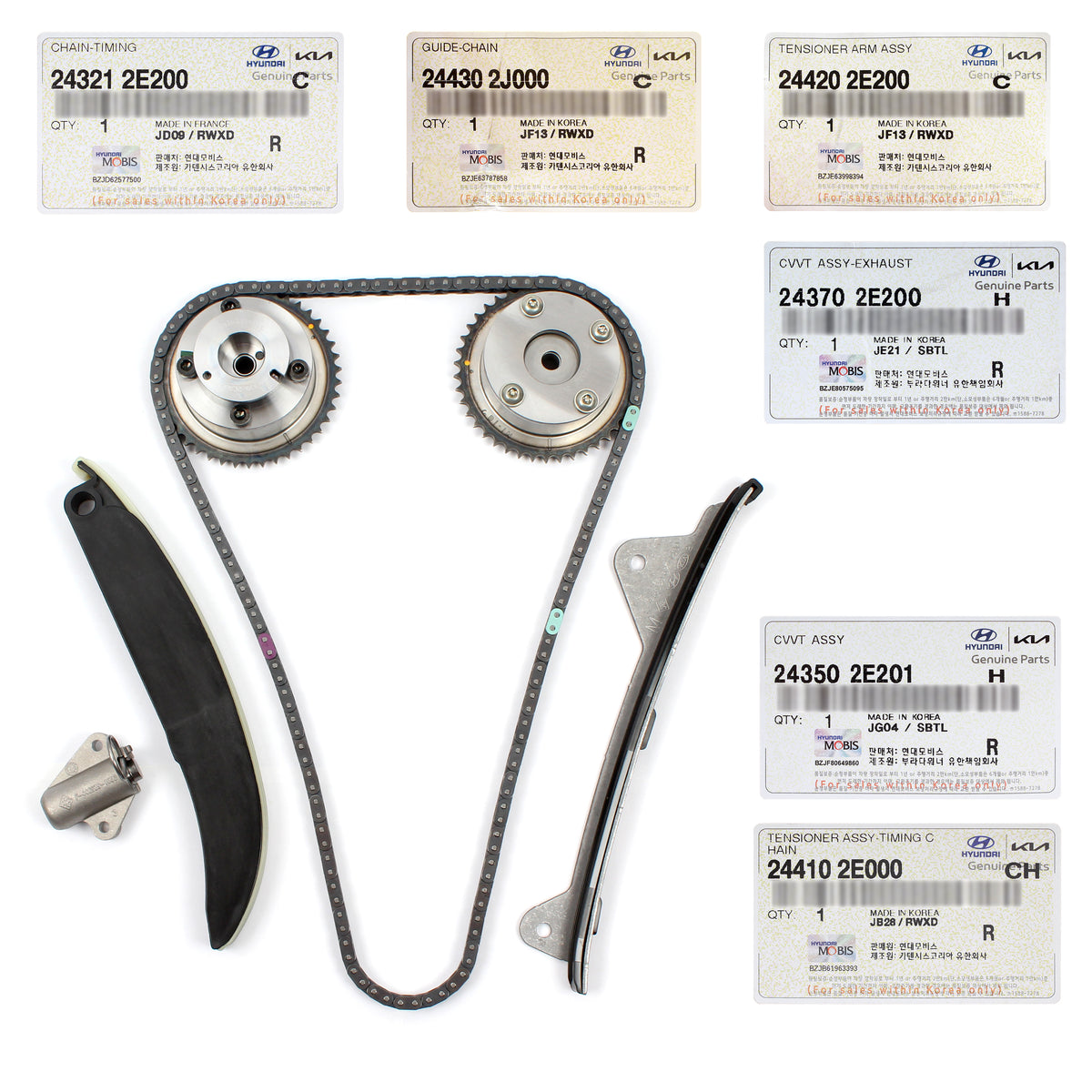 GENUINE Engine Timing Chain Kit &amp; VVT Gears for 2014-2017 Hyundai Kia 2.0L