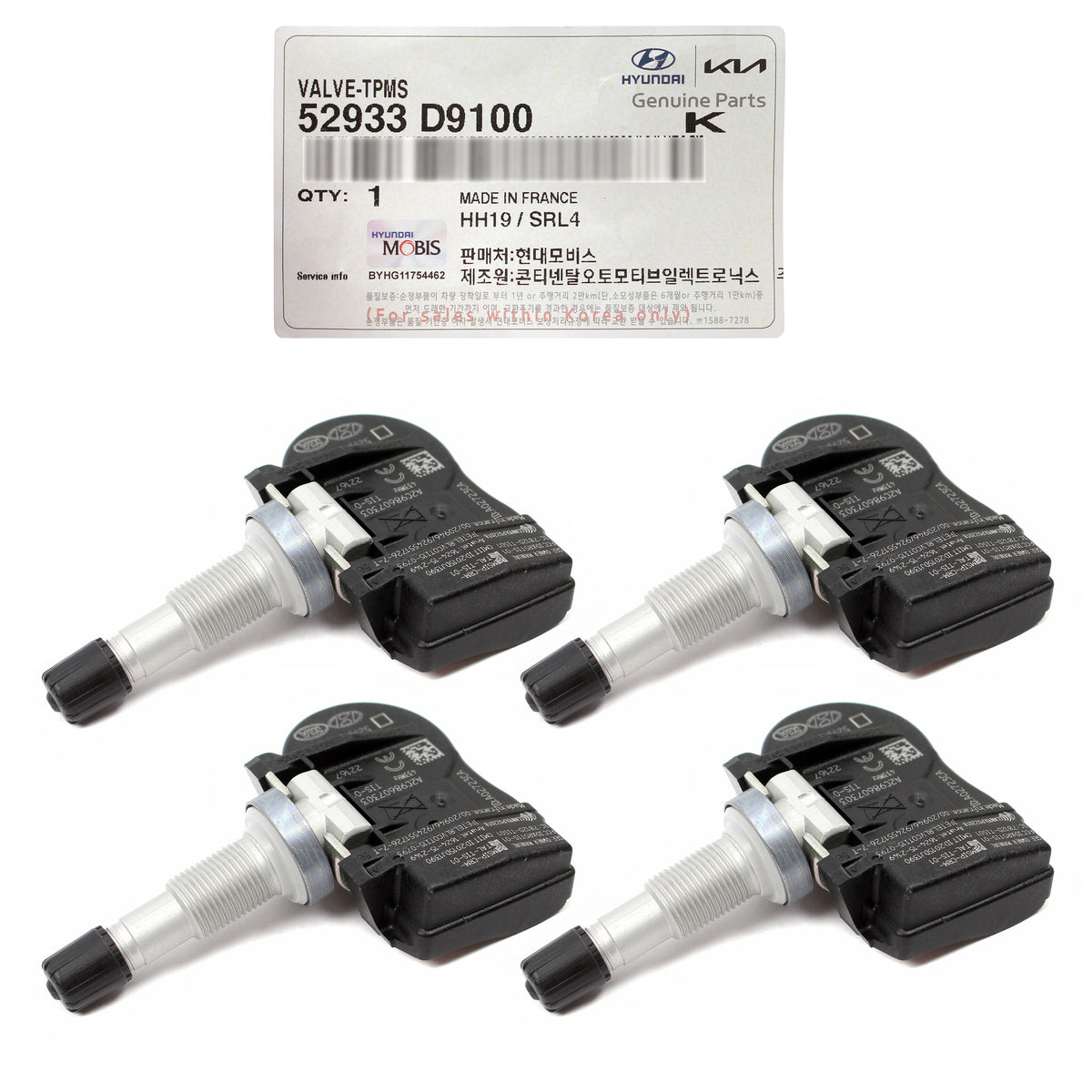 GENUINE TPMS Tire Pressure Sensor 4 pcs for 2016-2020 Hyundai Kia OEM 52933D9100