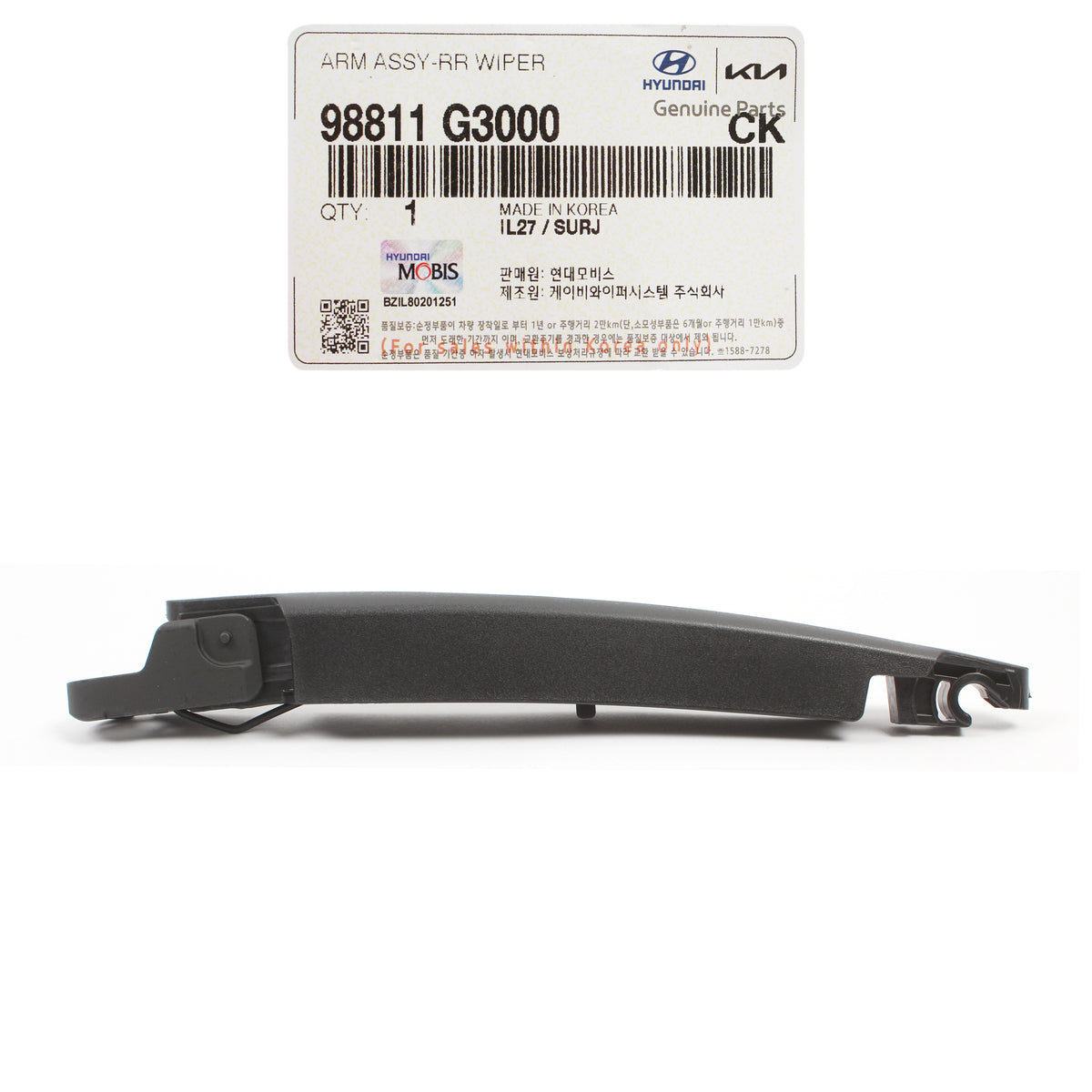 GENUINE Rear Wiper Arm for 2018-2023 Elantra GT Santa Fe Seltos 98811G3000