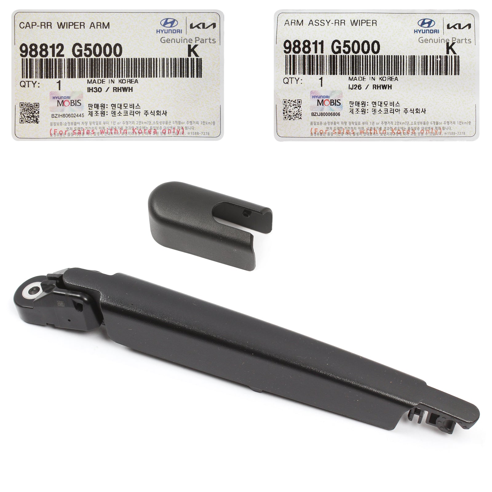 GENUINE Rear Wiper Arm & Cap for 2017-2022 Kia Niro / EV 98811G5000 98812G5000