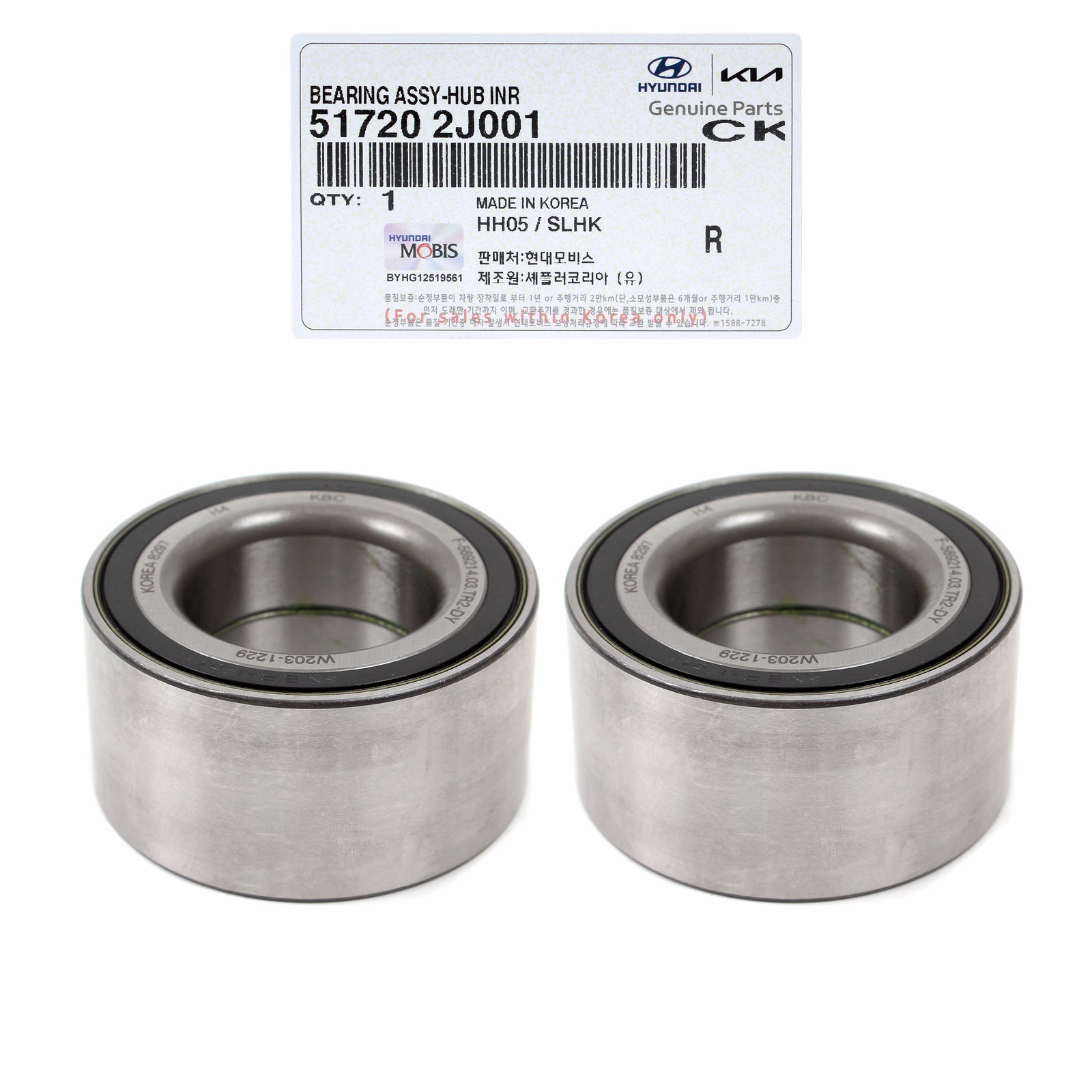 GENUINE Wheel Bearings X2 for 09-16 Tucson Borrego Sportage 4WD AWD 517202J001