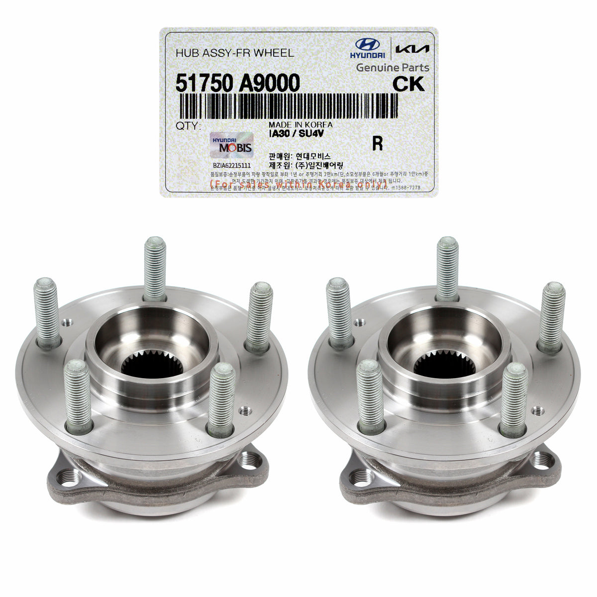 GENUINE Front Wheel Hubs &amp; Bearings 2PCS for 2015-2021 Kia Sedona 51750A9000