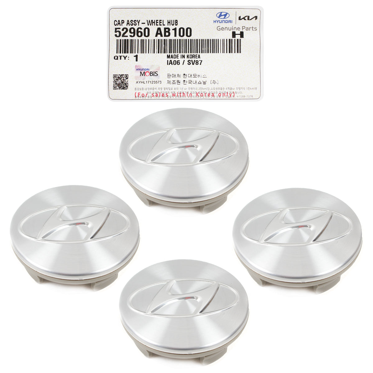 GENUINE 4 Aluminum Wheel Center Caps 15" for 21-23 Hyundai Elantra 52960AB100