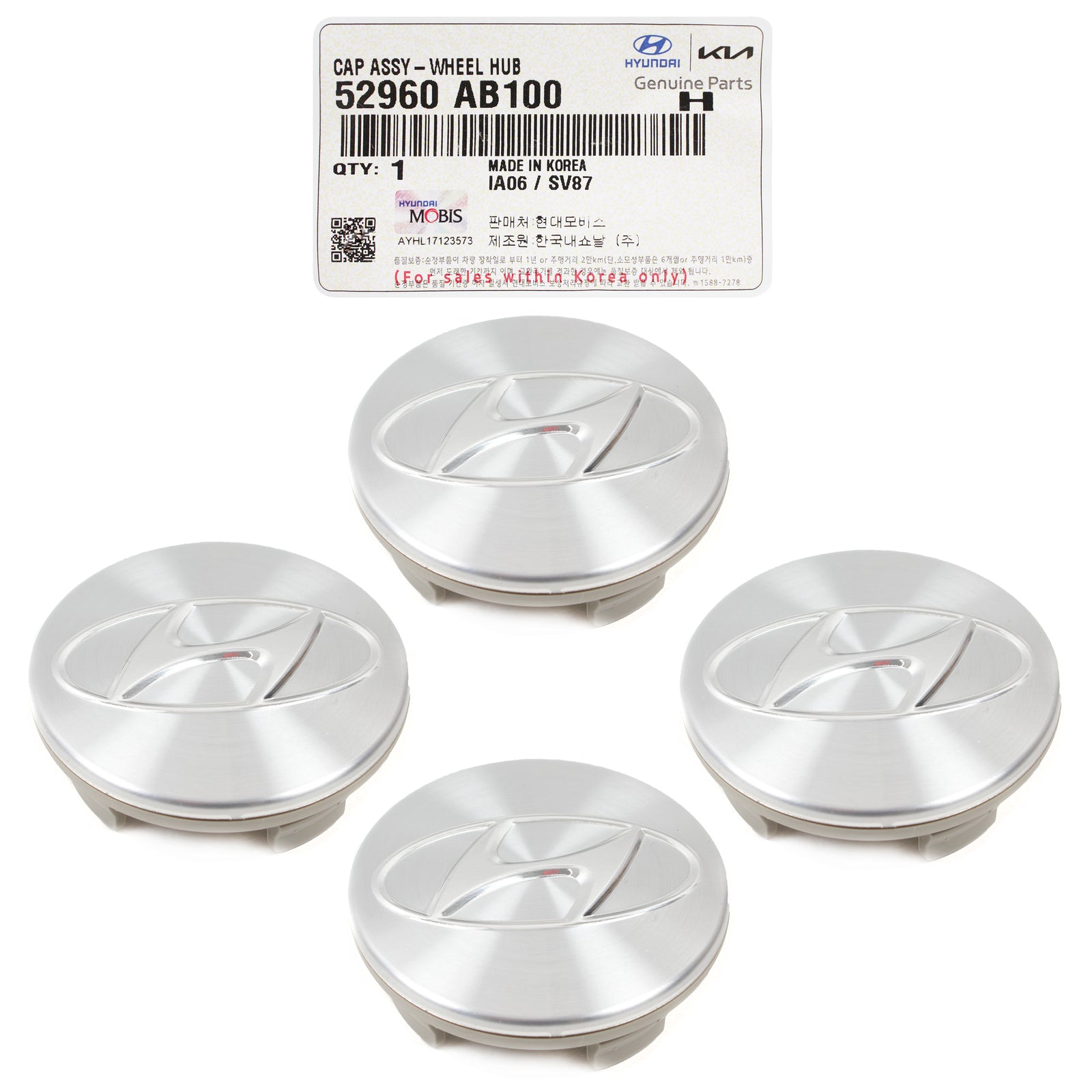 GENUINE 4 Aluminum Wheel Center Caps 15" for 21-23 Hyundai Elantra 52960AB100