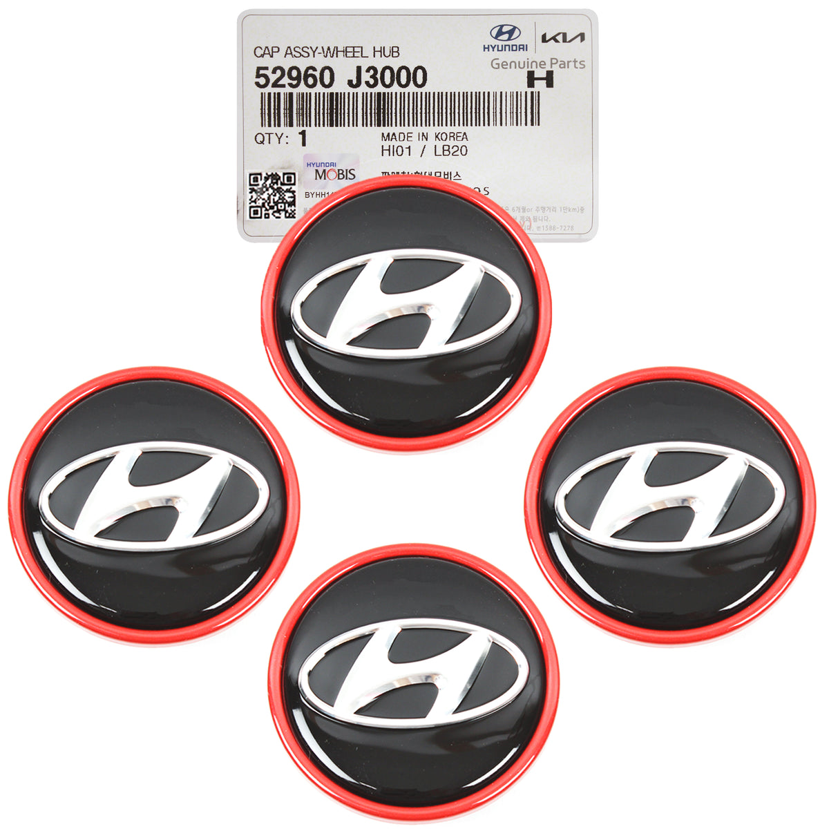 GENUINE Wheel Center Caps 18" 4PCS for 2019-2021 Hyundai Veloster 52960J3000