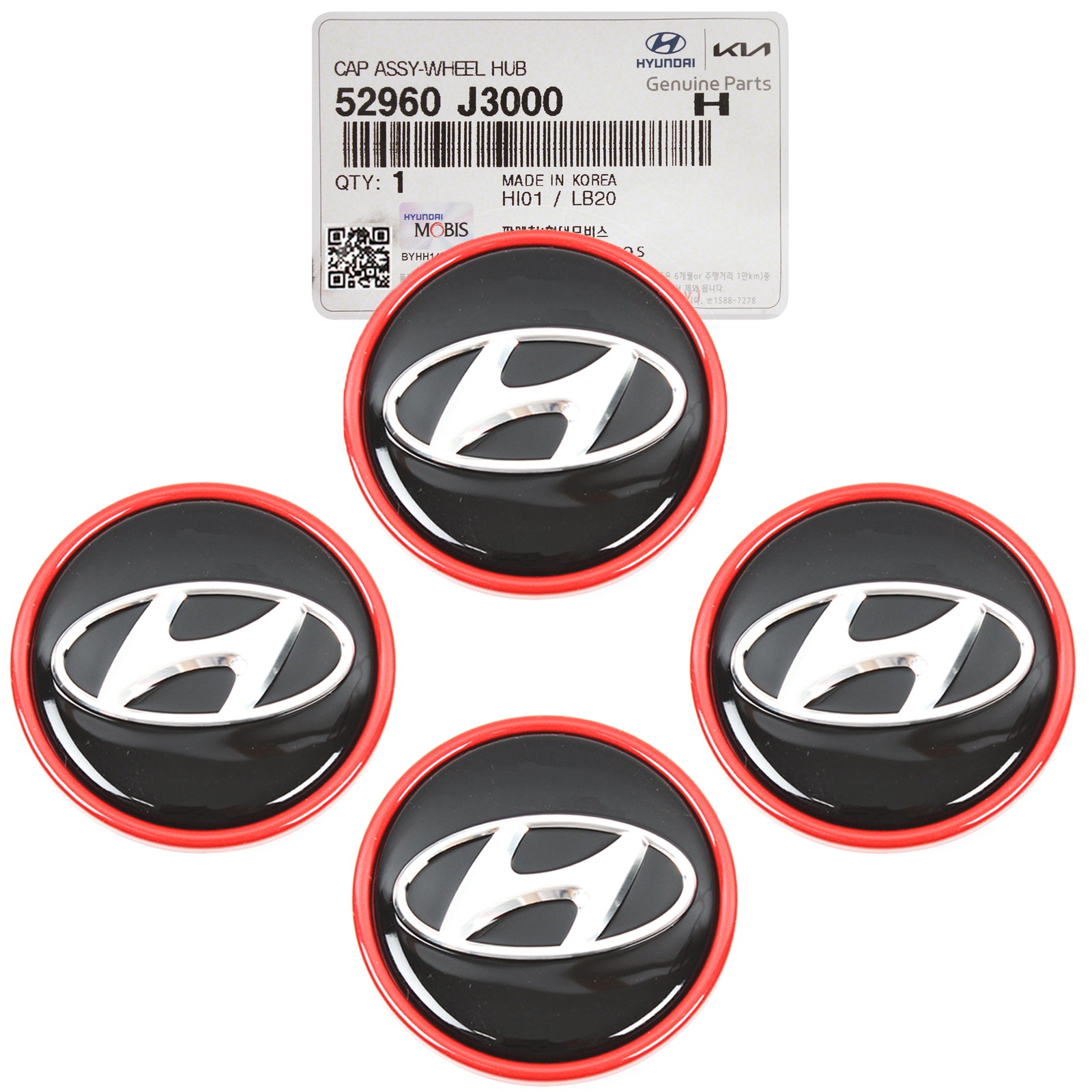 GENUINE Wheel Center Caps 18" 4PCS for 2019-2021 Hyundai Veloster 52960J3000