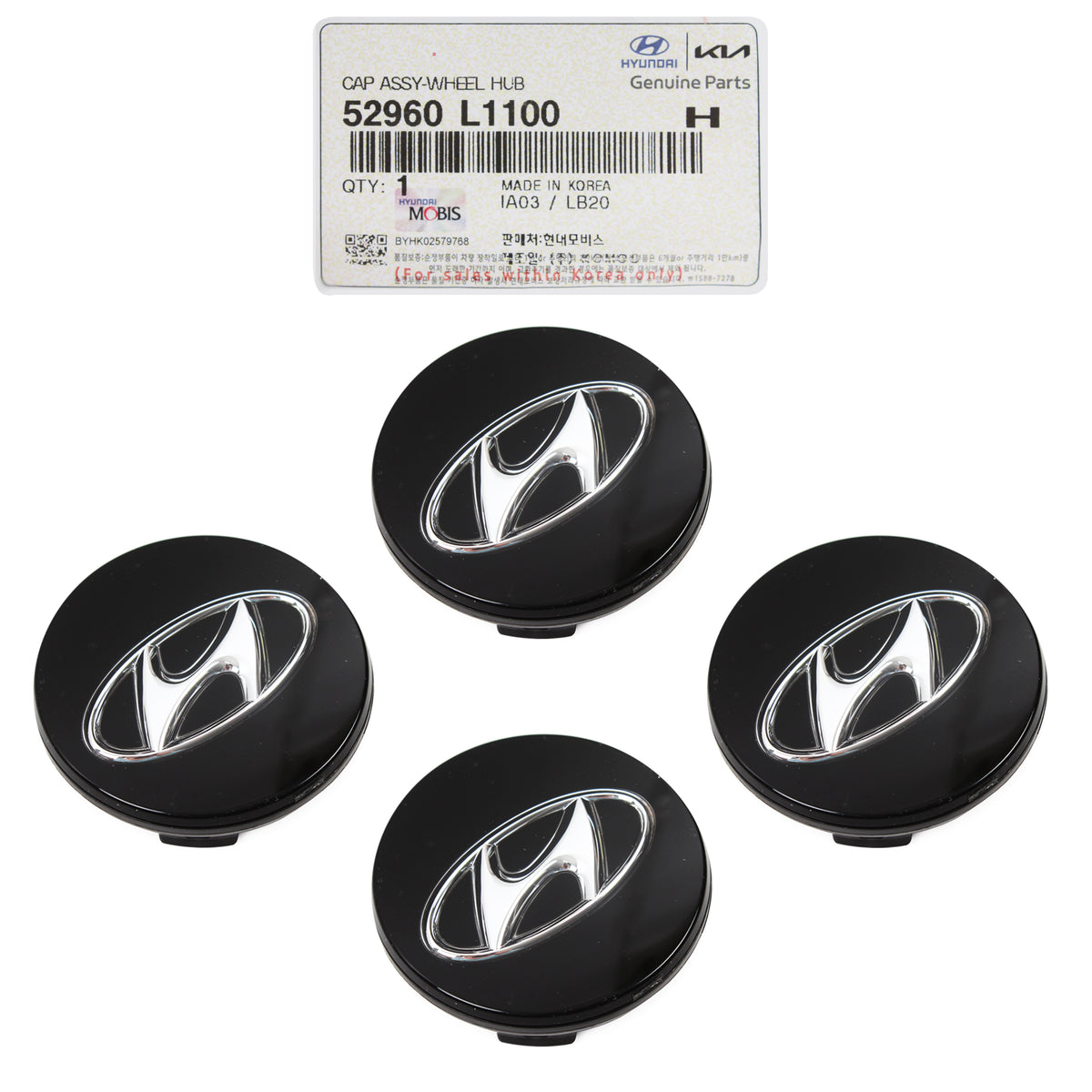 GENUINE 4 Aluminum Wheel Center Caps for 2020-2022 Elantra Ioniq Sonata Tucson