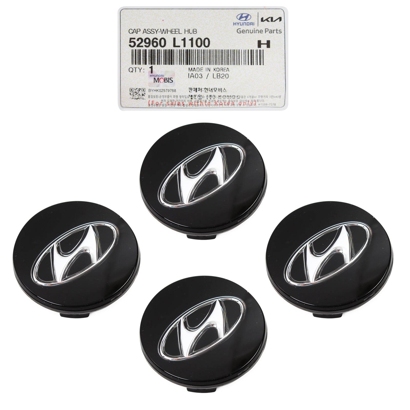 GENUINE 4 Aluminum Wheel Center Caps for 2020-2022 Elantra Ioniq Sonata Tucson