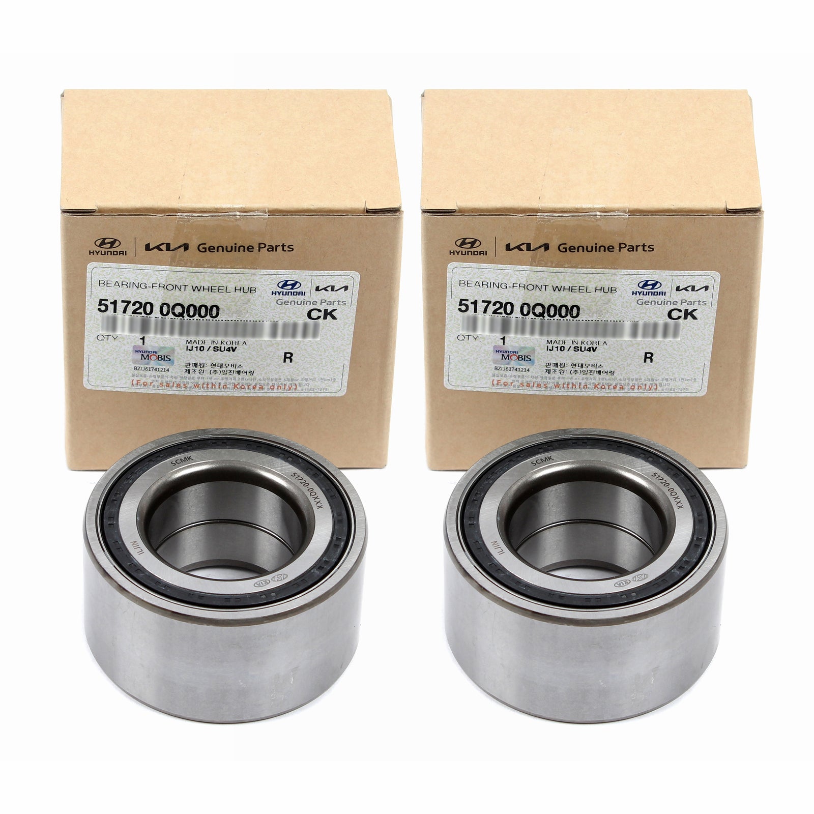 OEM 2X Front Wheel Hub Bearings for 07-19 Elantra Veloster Forte Soul 517200Q000